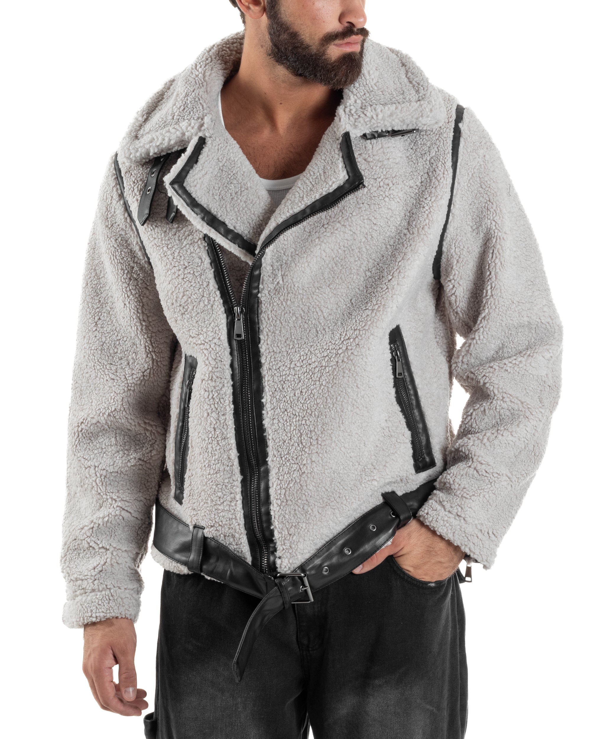 Giubbotto Uomo Teddy Chiodo Zip Ghiaccio G3351A