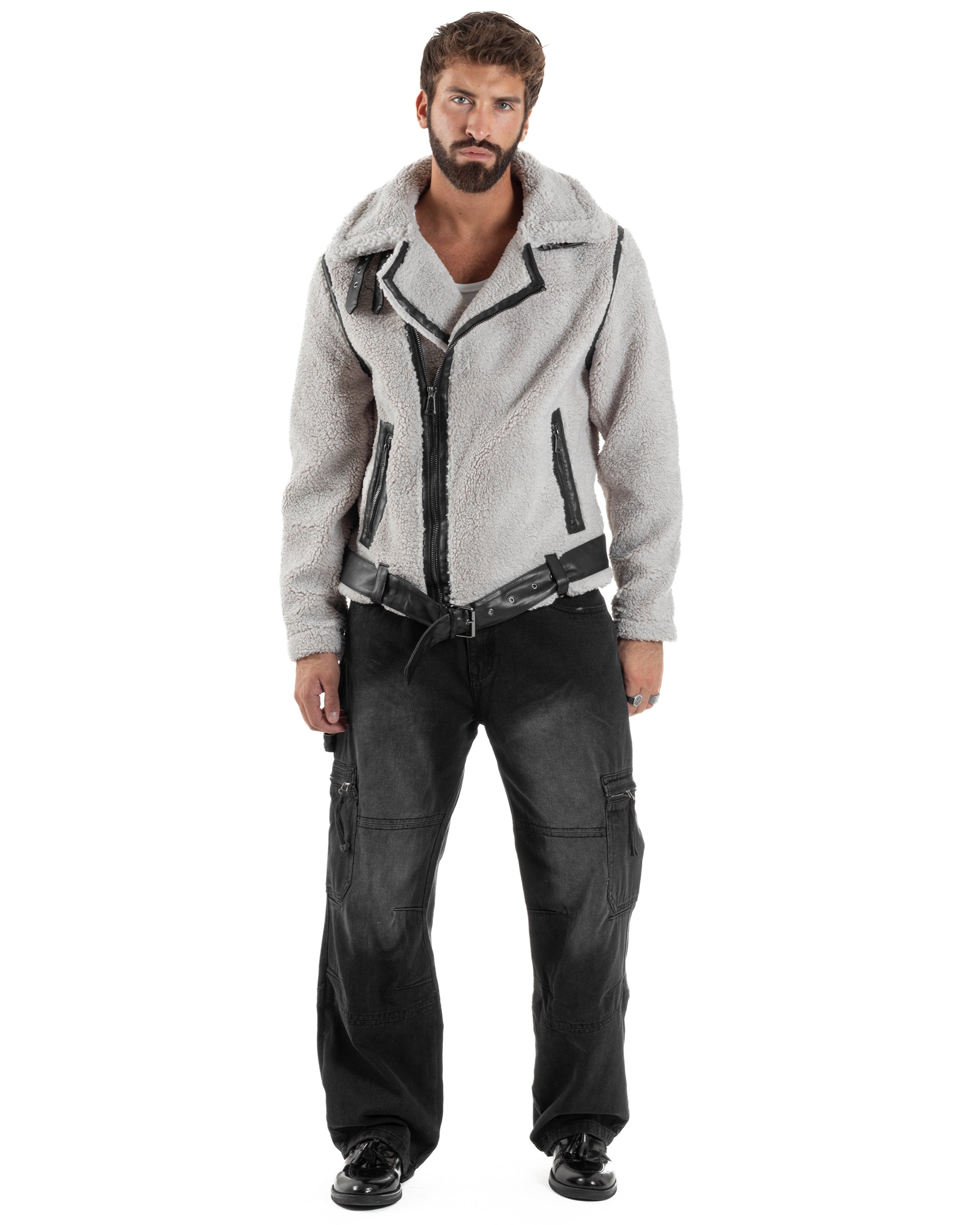 Giubbotto Uomo Teddy Chiodo Zip Ghiaccio G3351A