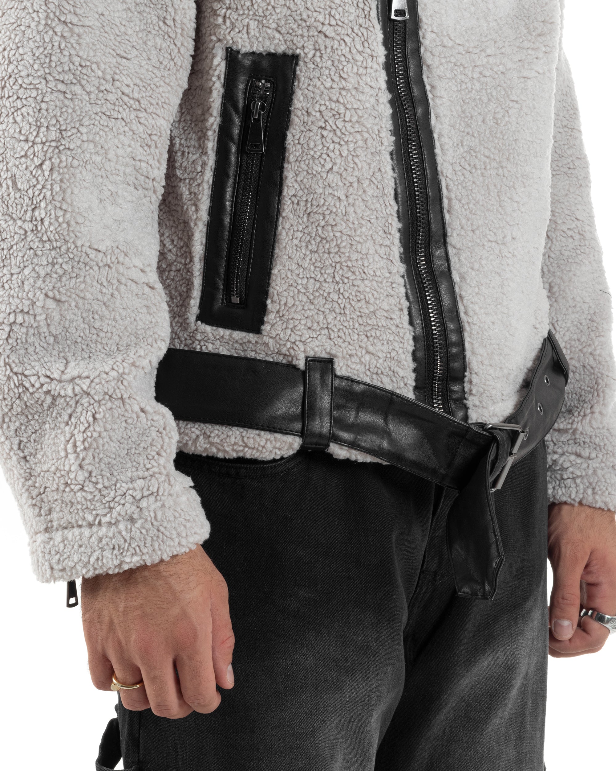 Giubbotto Uomo Teddy Chiodo Zip Ghiaccio G3351A