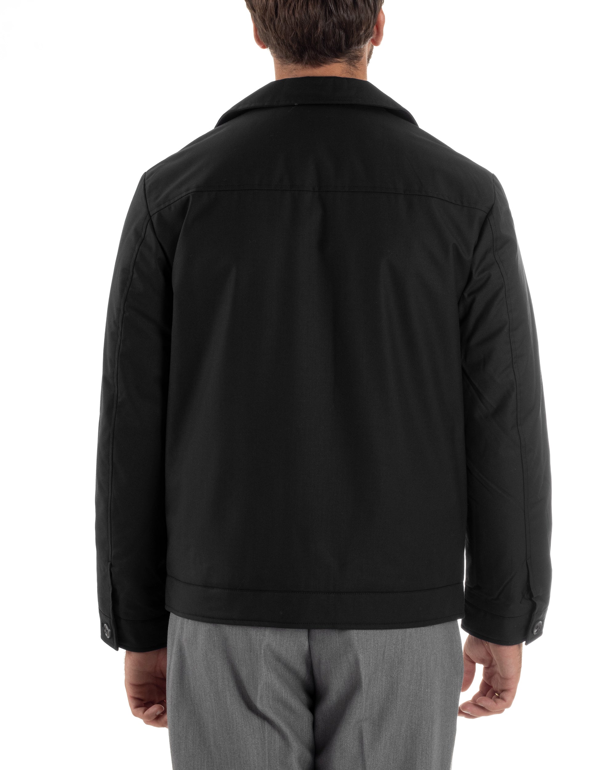 Giubbotto Uomo Tessuto Tecnico Impermeabile Giacca Basic Nero G3353A