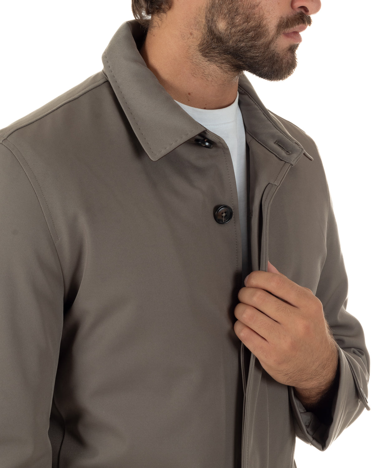 Giubbotto Uomo Trench Impermeabile Tessuto Tecnico Imbottito Beige G3354A