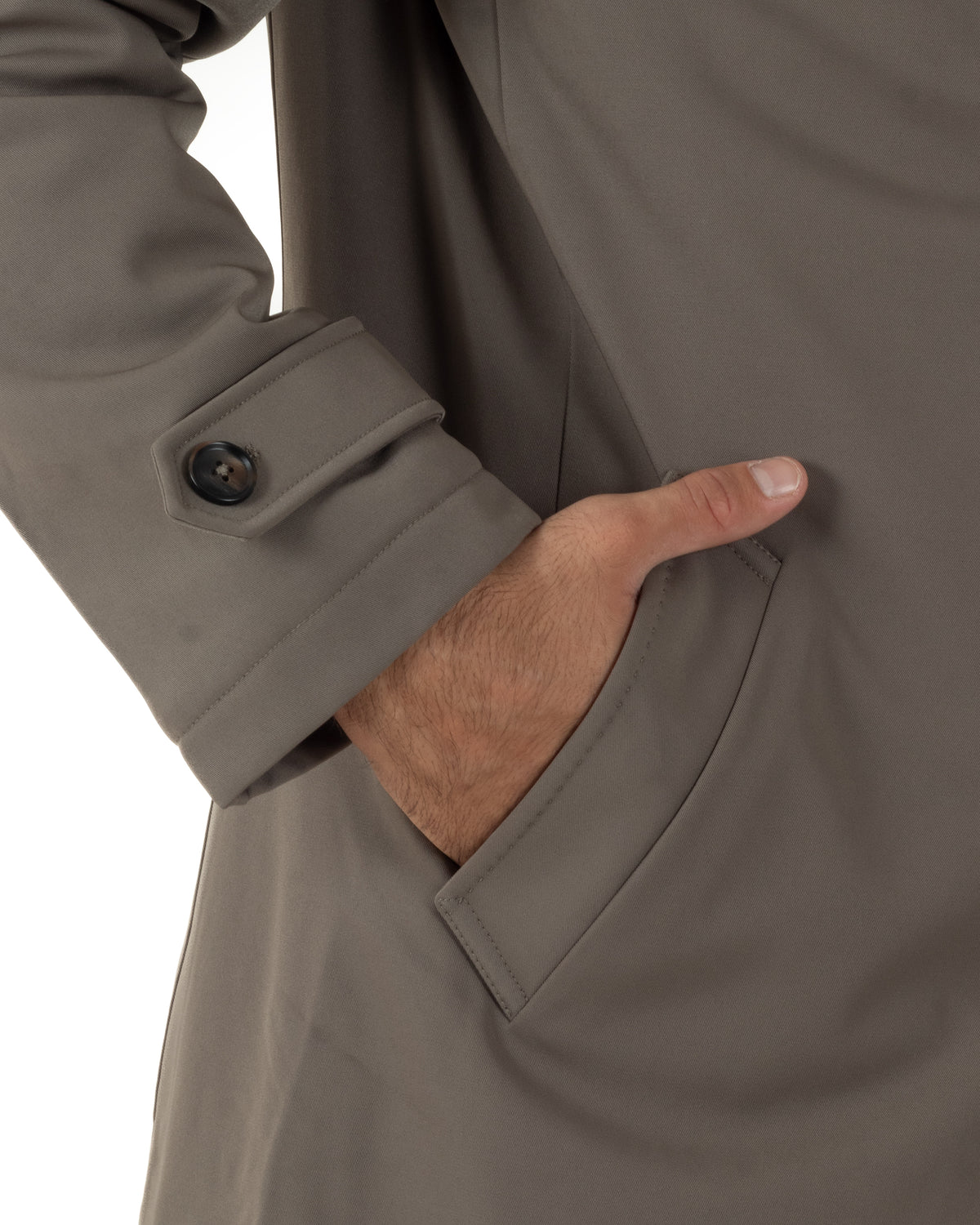 Giubbotto Uomo Trench Impermeabile Tessuto Tecnico Imbottito Beige G3354A
