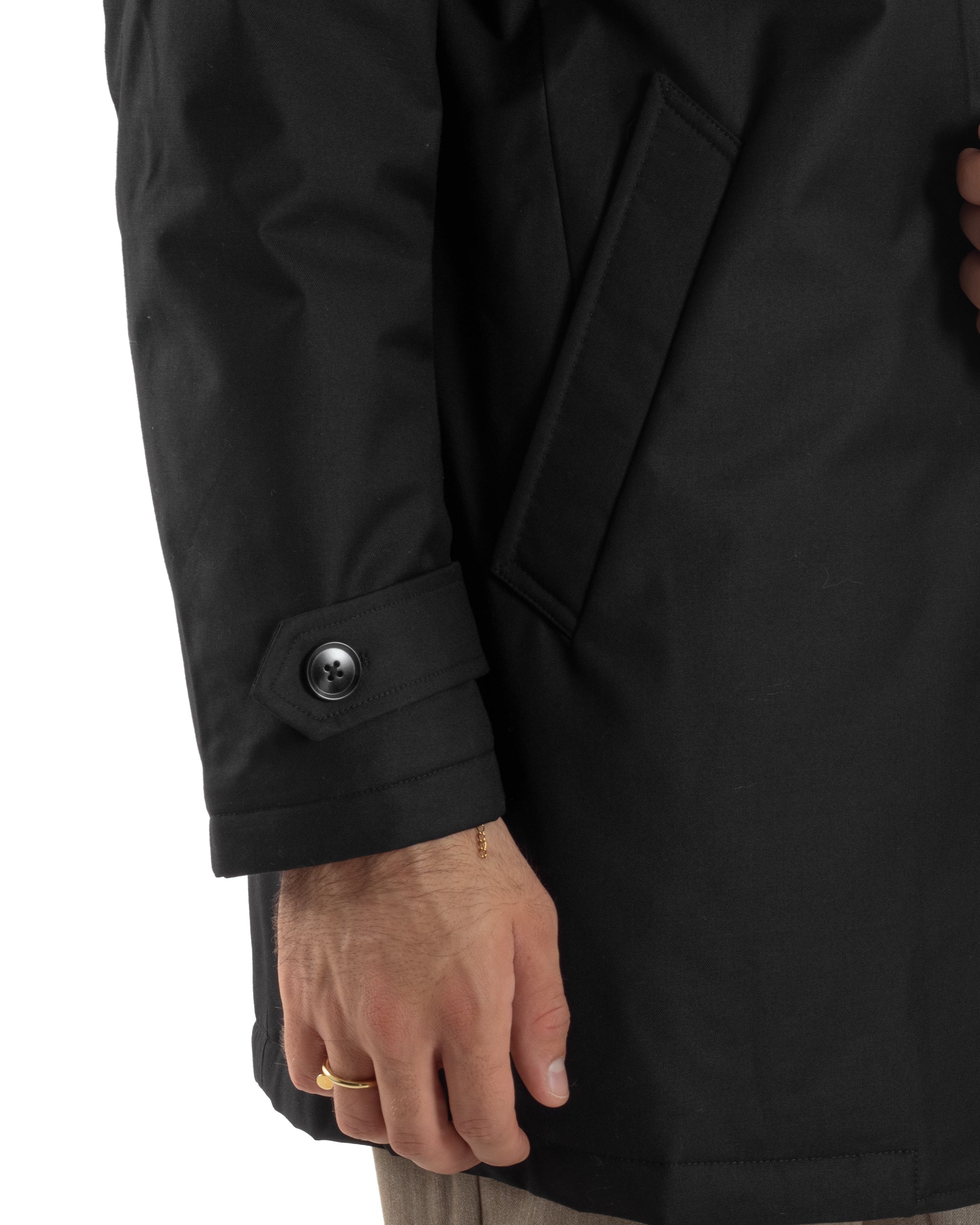 Giubbotto Uomo Trench Impermeabile Tessuto Tecnico Imbottito Nero G3355A