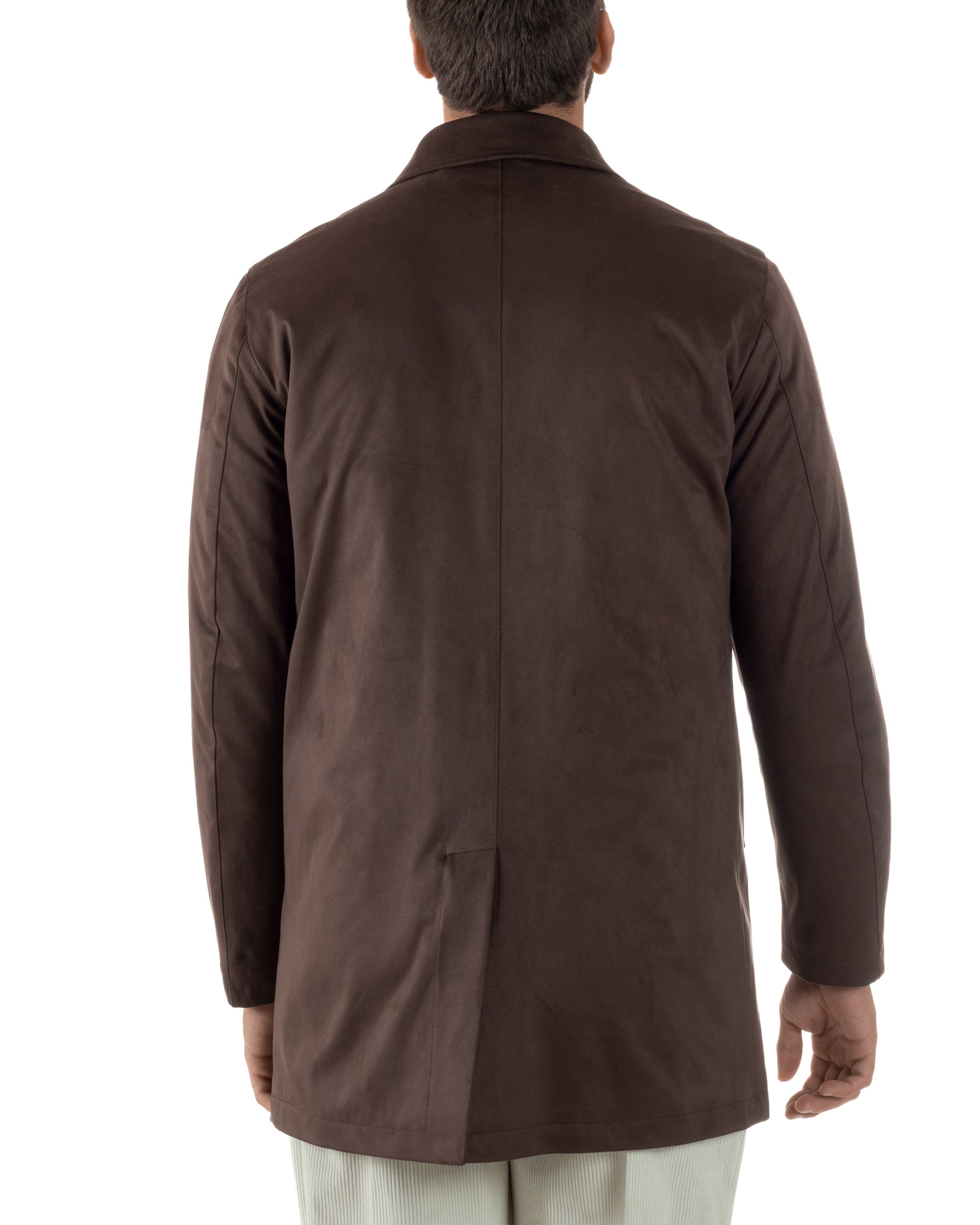 Giubbotto Uomo Trench Lungo Camoscio Imbottito Marrone BlackSunday G3385A