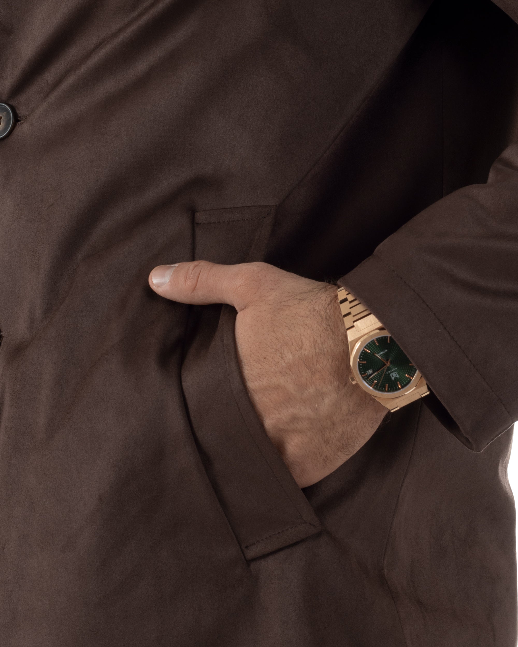 Giubbotto Uomo Trench Lungo Camoscio Imbottito Marrone BlackSunday G3385A