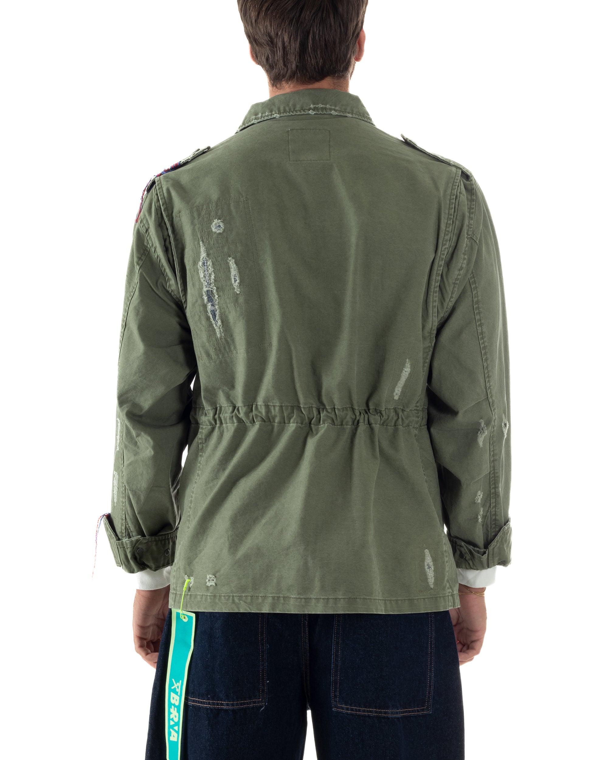 Vista posteriore sahariana uomo verde militare slavato field jacket Berna