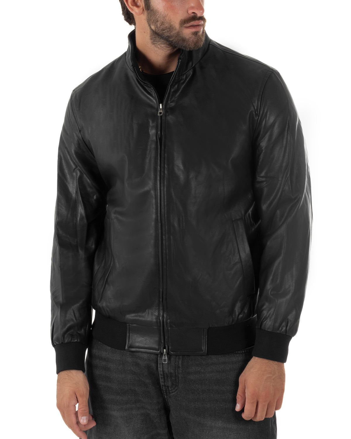 Giacca biker uomo GIOSAL con chiusura frontale con zip