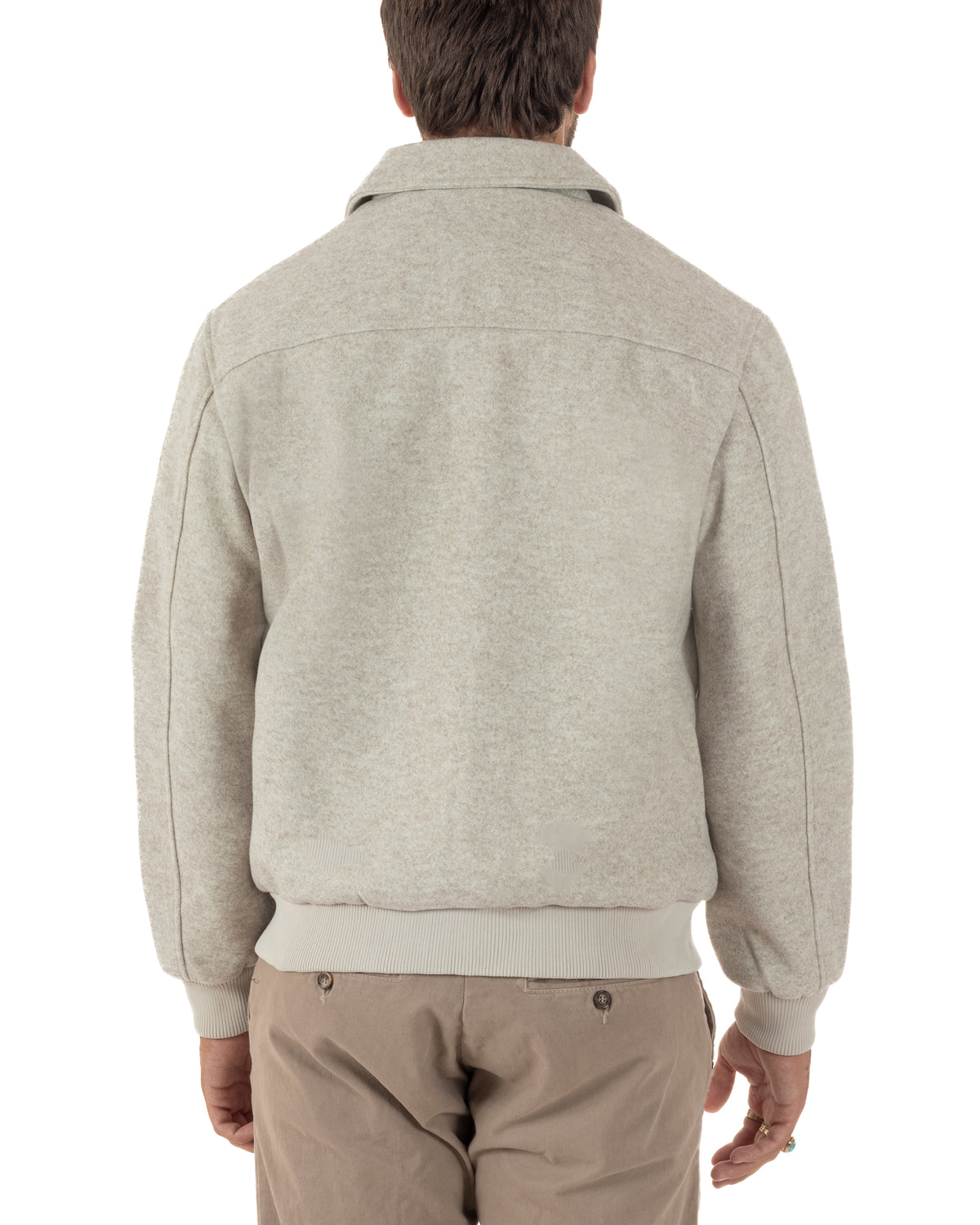 Giubbotto uomo giacca camicia colletto zip beige GIOSAL-G3418A
