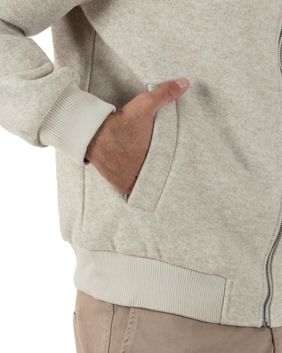 Giubbotto uomo giacca camicia colletto zip beige GIOSAL-G3418A