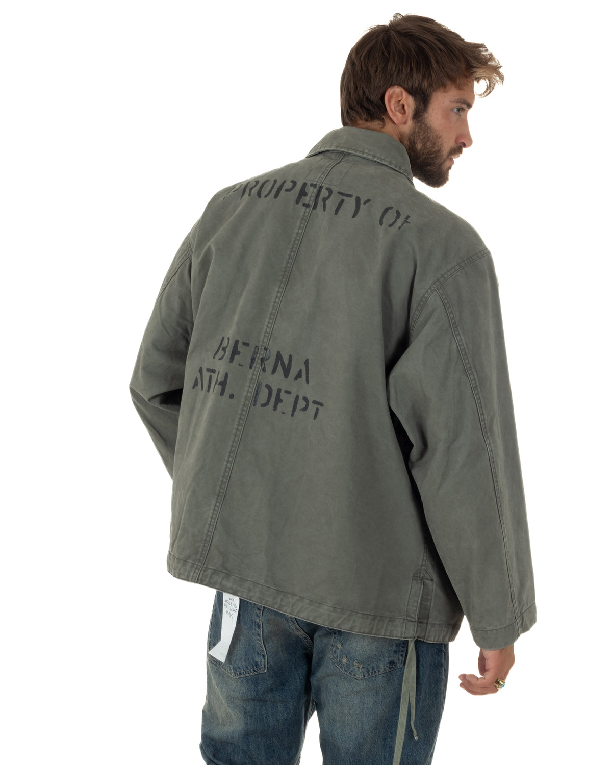 OverJacket giubbotto uomo sahariana camicione ricami verde militare Berna-M 262388-6