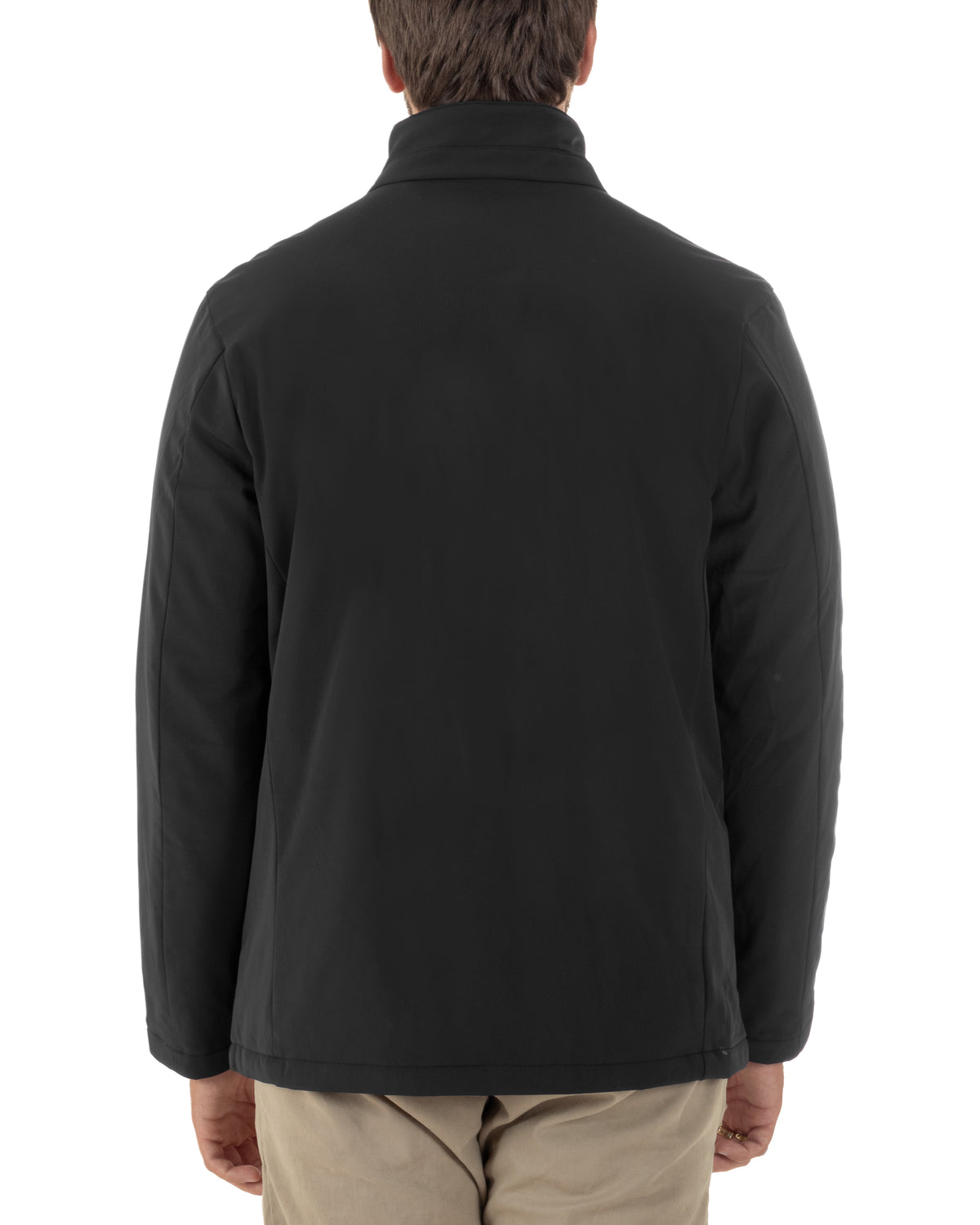 Giubbotto uomo giacca tessuto tecnico impermeabile zip collo alto nero GIOSAL-G3424A