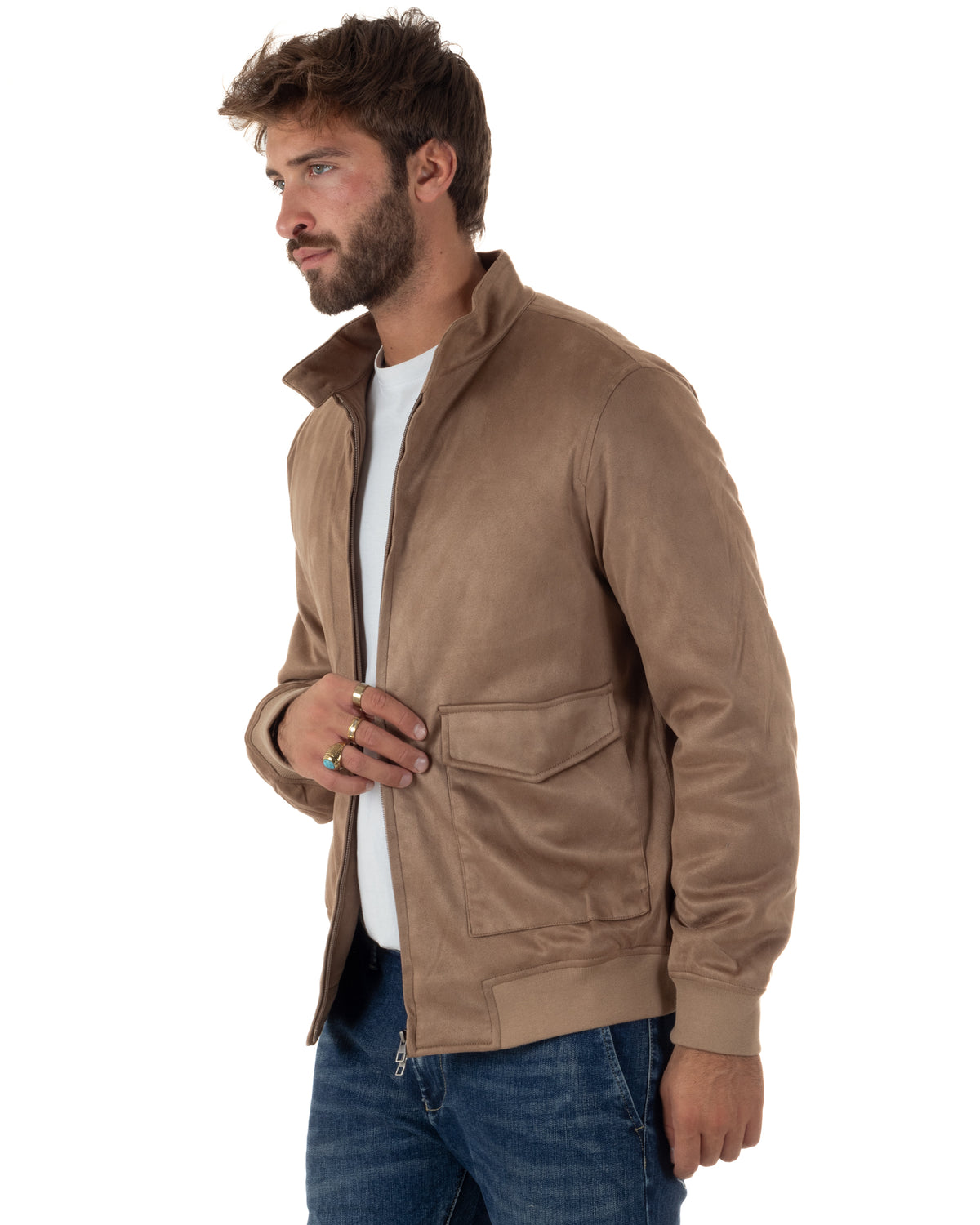 Tasca con patta sagomata e linea corta del bomber beige GIOSAL,