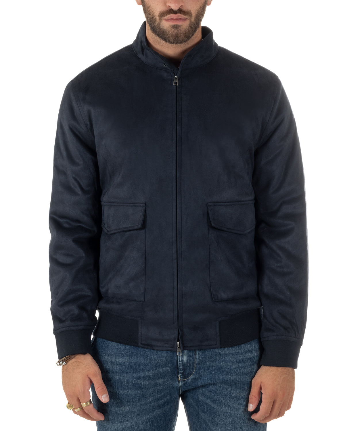 Tasca con patta sagomata e linea corta del bomber blu GIOSAL