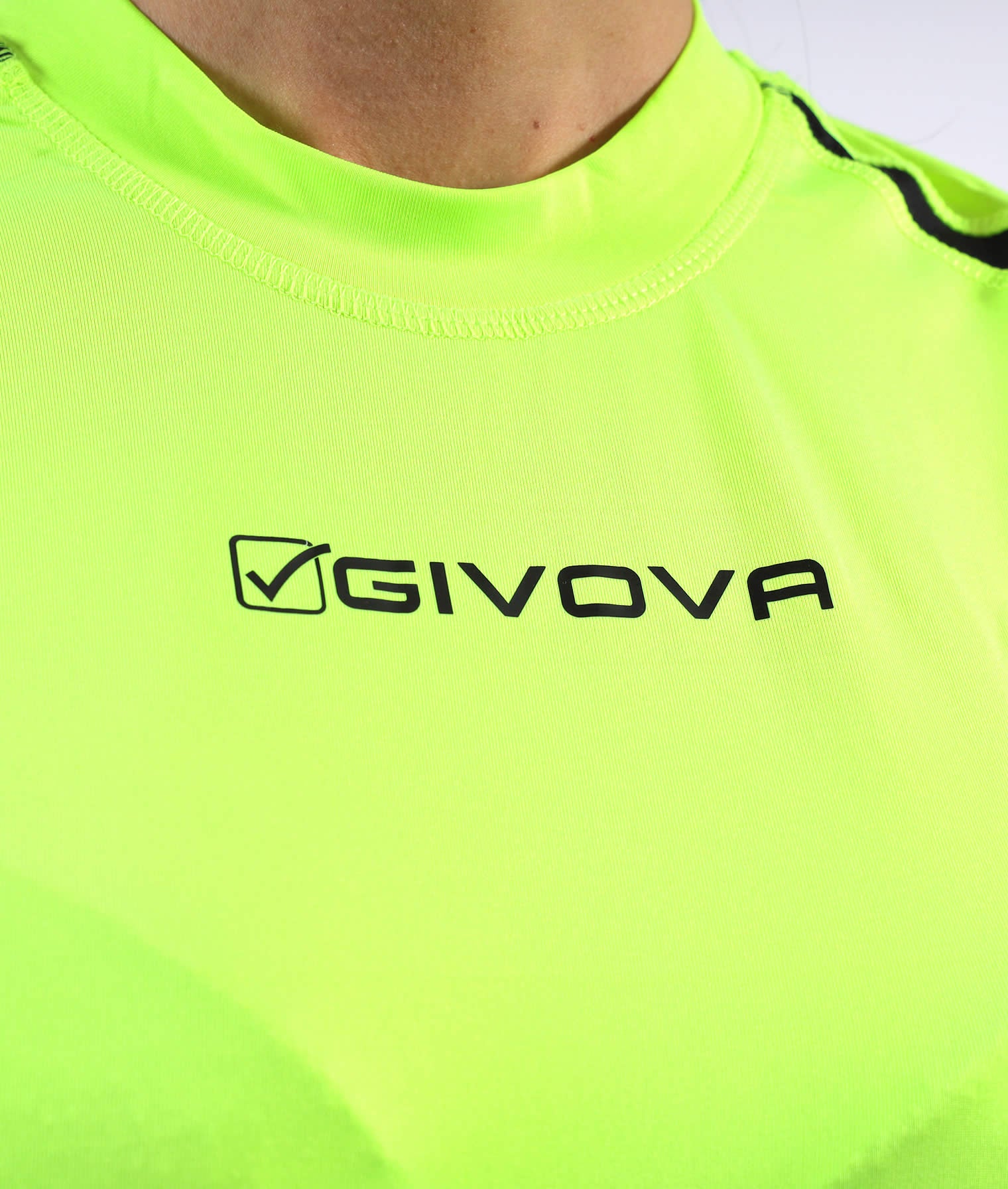 RUNNING T-SHIRT GIVOVA GIALLO FLUO NERO Tessuto Tecnico Unisex T-Shirt Mezze Maniche Sportiva Maglia Girocollo Da Ginnastica Bicolore GIOSAL