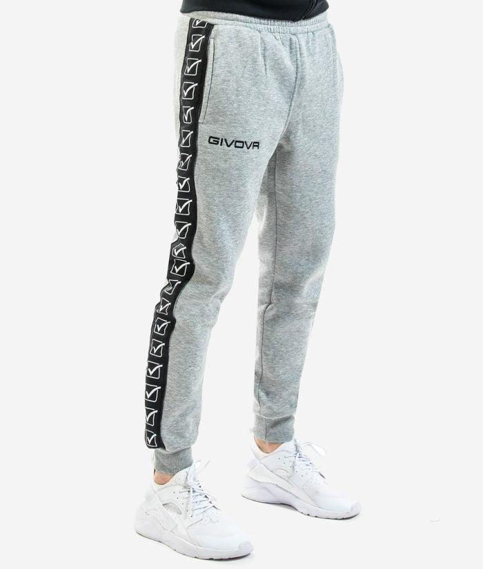 GIVOVA BAND SWEATPANTS LIGHT GREY MELANGE Unisex Brushed Cotton Fleece Jogger Gymnastics Pants With Side Pockets With Drawstring Sporty Melange GIOSAL