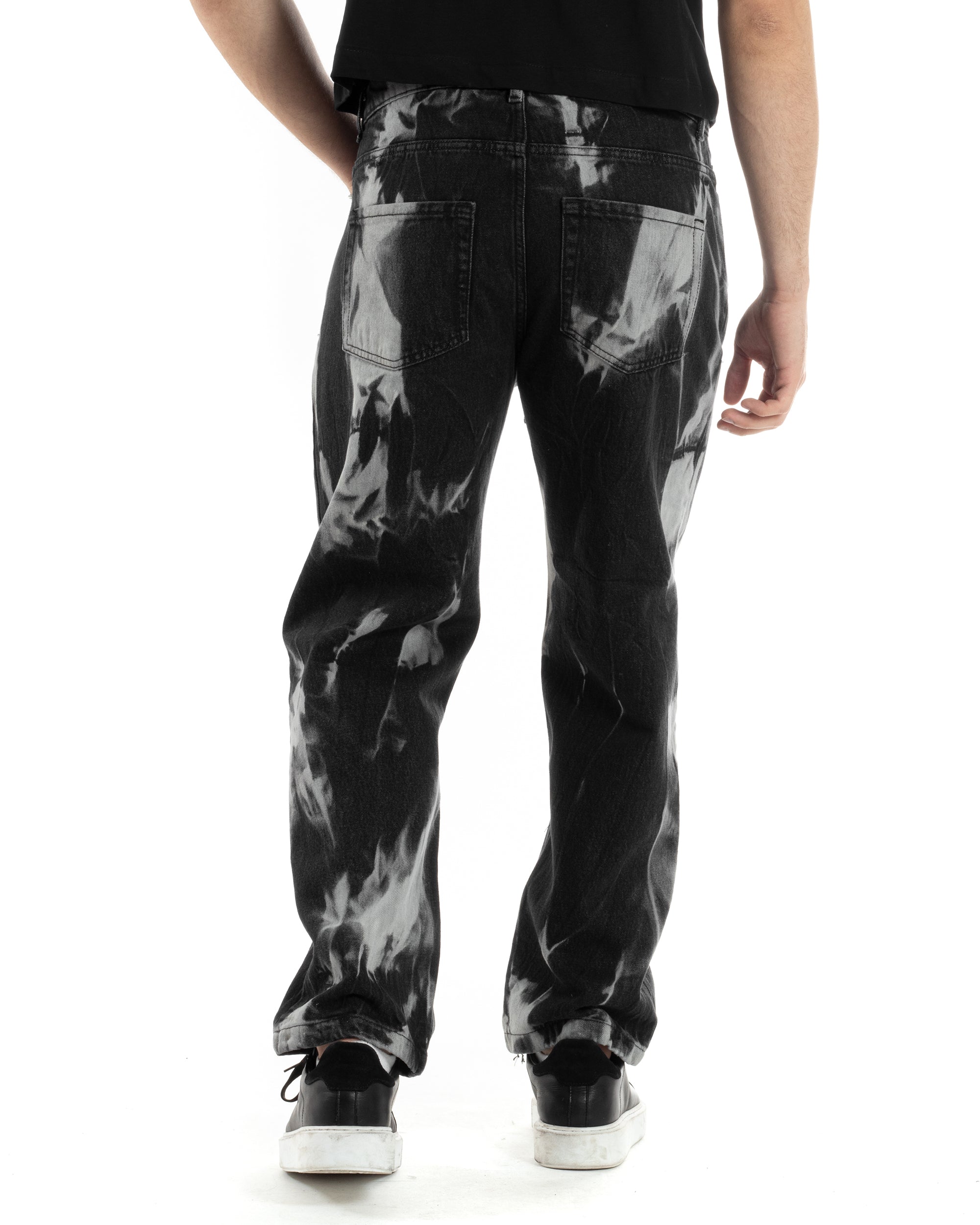 Pantaloni Jeans Uomo Baggy Fit Basic Nero Sfumato Tie-Dye GIOSAL-JS1013A