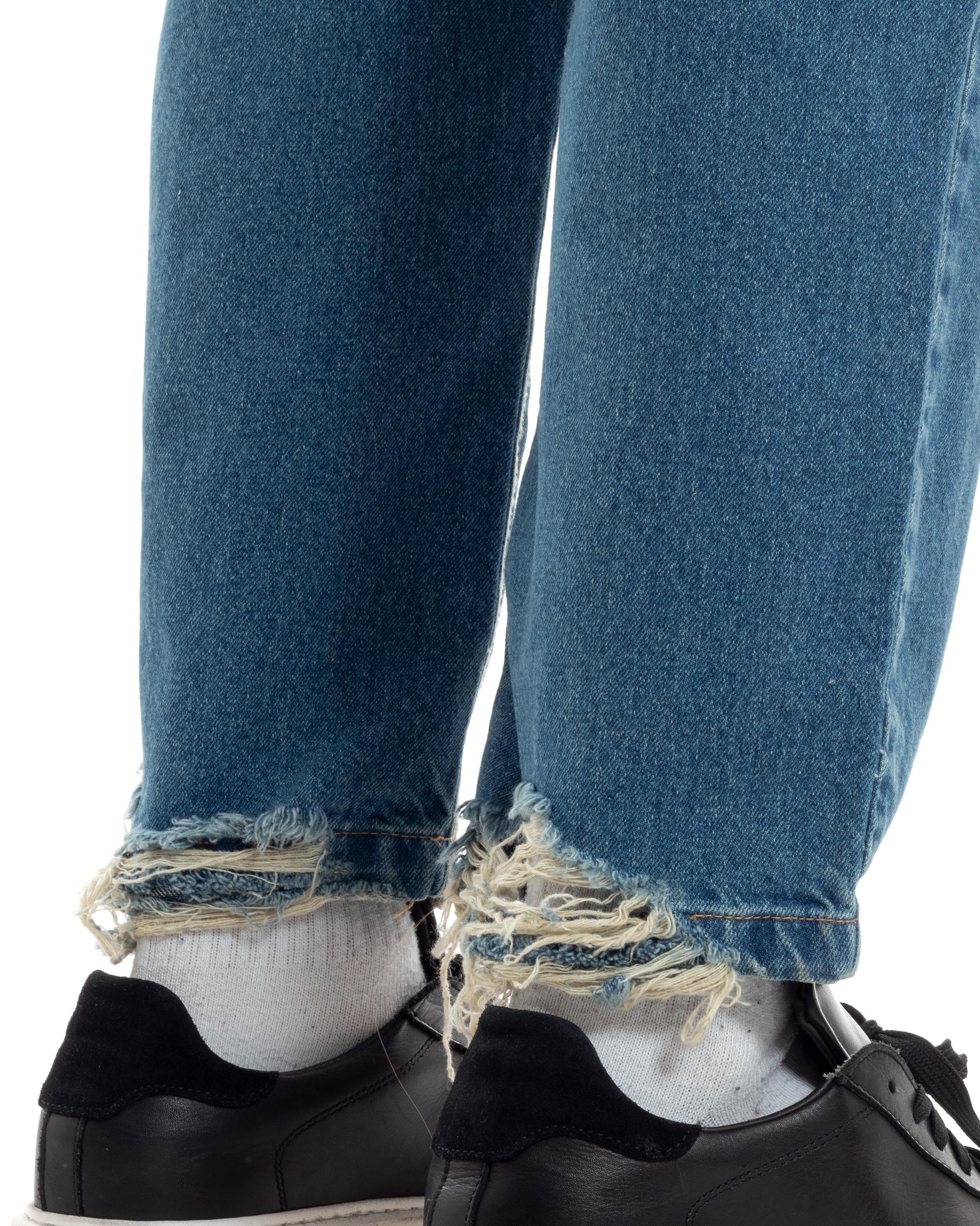 Jeans Uomo Sabbiato Pantaloni Denim Con Rotture Sfrangiato Baggy Stone Washed Casual GIOSAL-JS1060A