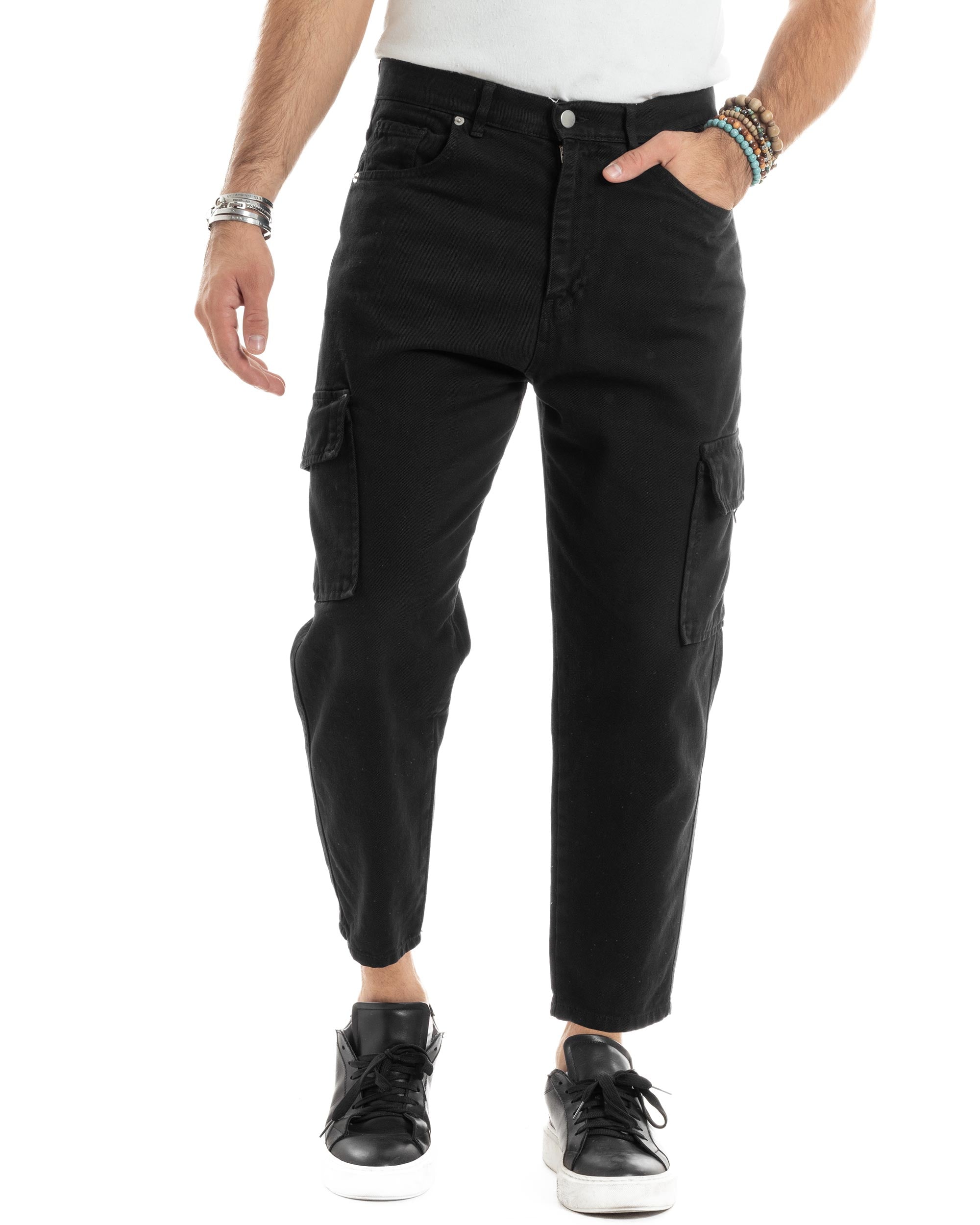 Jeans Cargo Jeans Larghi Uomo Neri Jeans Uomo Cargo Alla Caviglia