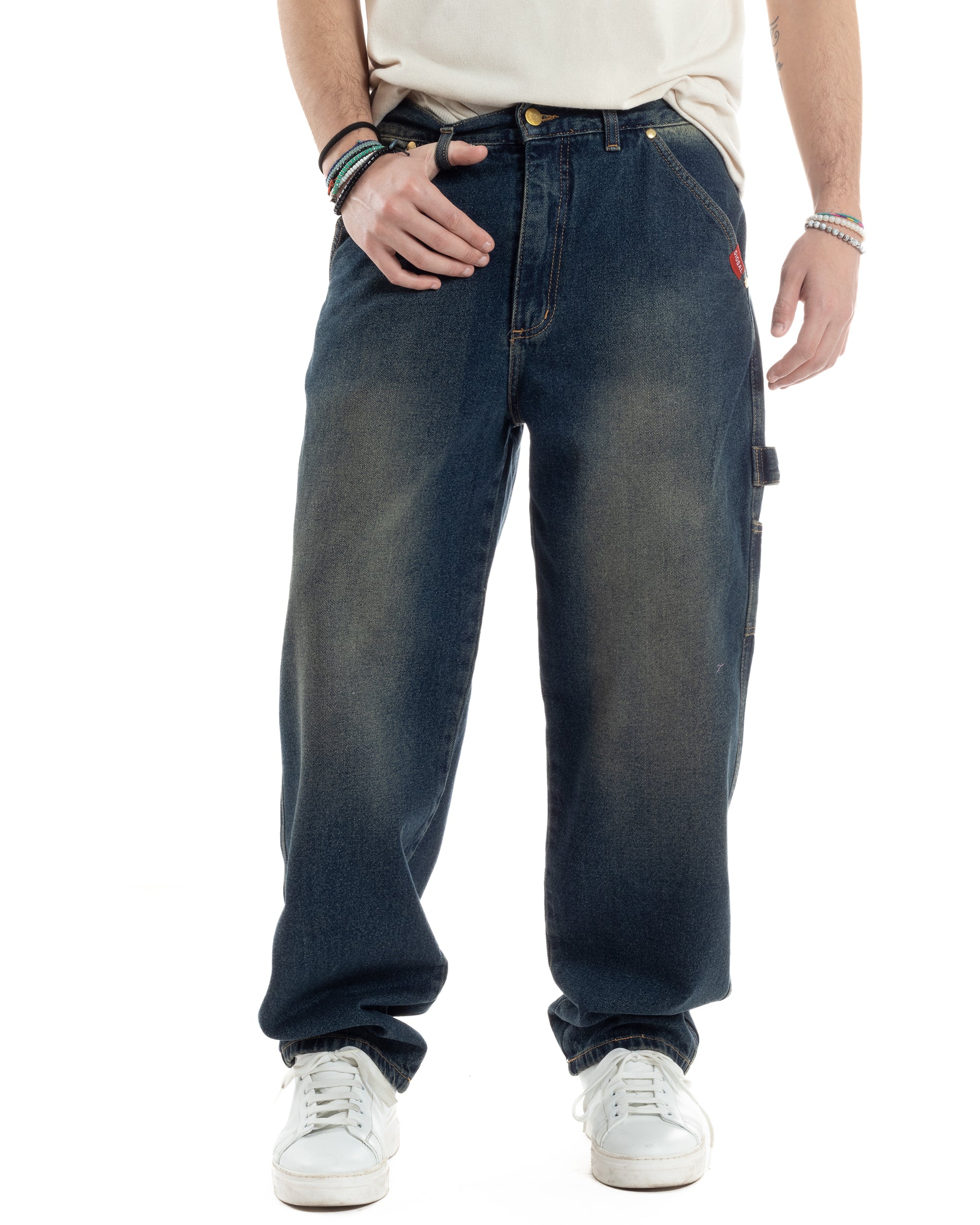 Terranova Long Belt Jeans Middle Blue Denim Super Wide-leg Jeans