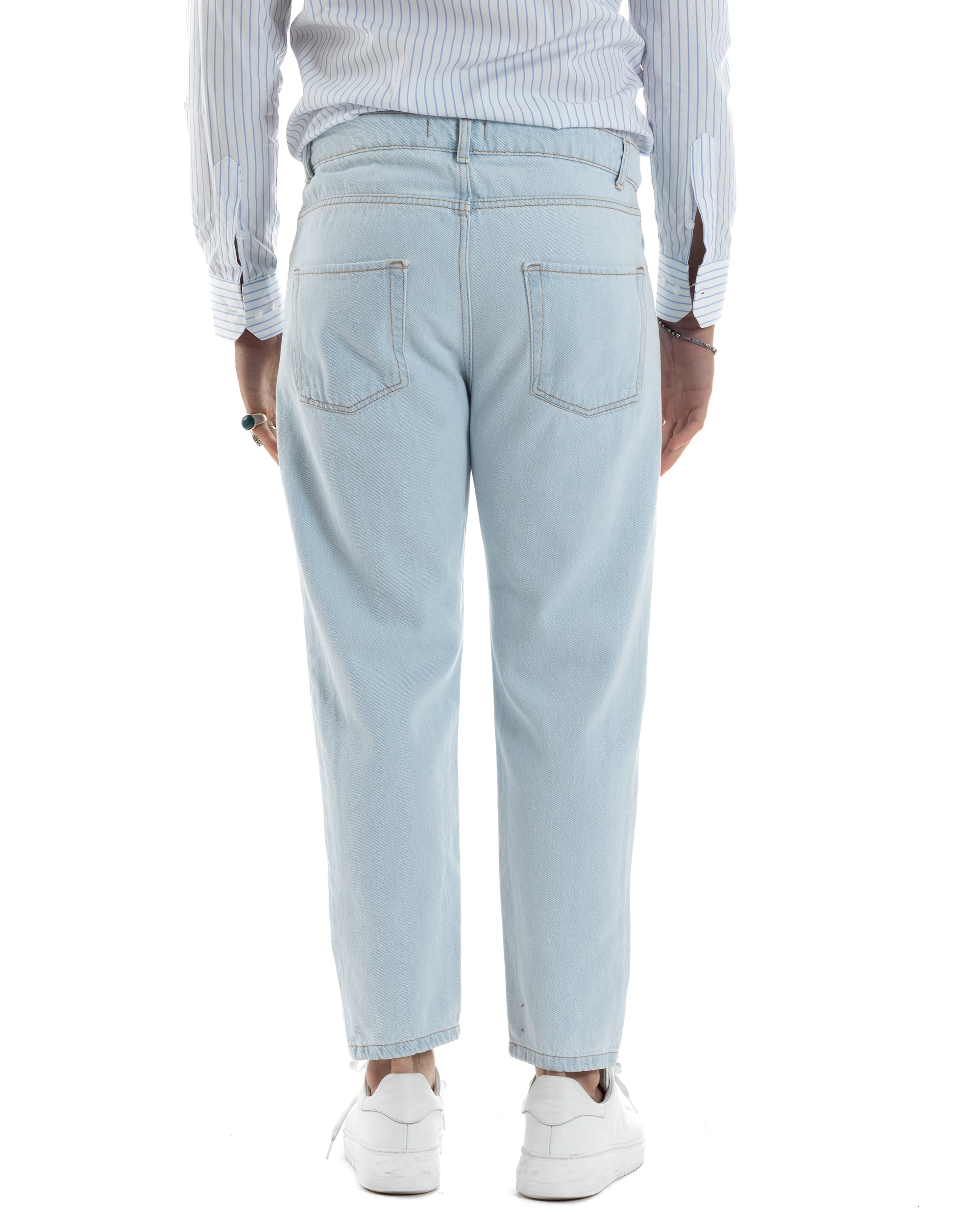 Jeans Uomo Pantaloni Cinque Tasche Regular Fit Basic Casual Denim Chiaro GIOSAL-JS1073A