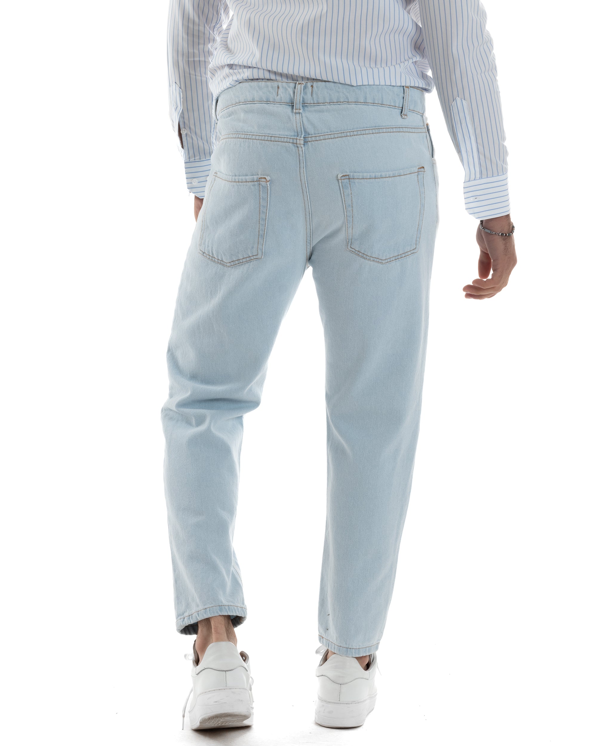 Jeans Uomo Pantaloni Cinque Tasche Regular Fit Basic Casual Denim Chiaro GIOSAL-JS1073A