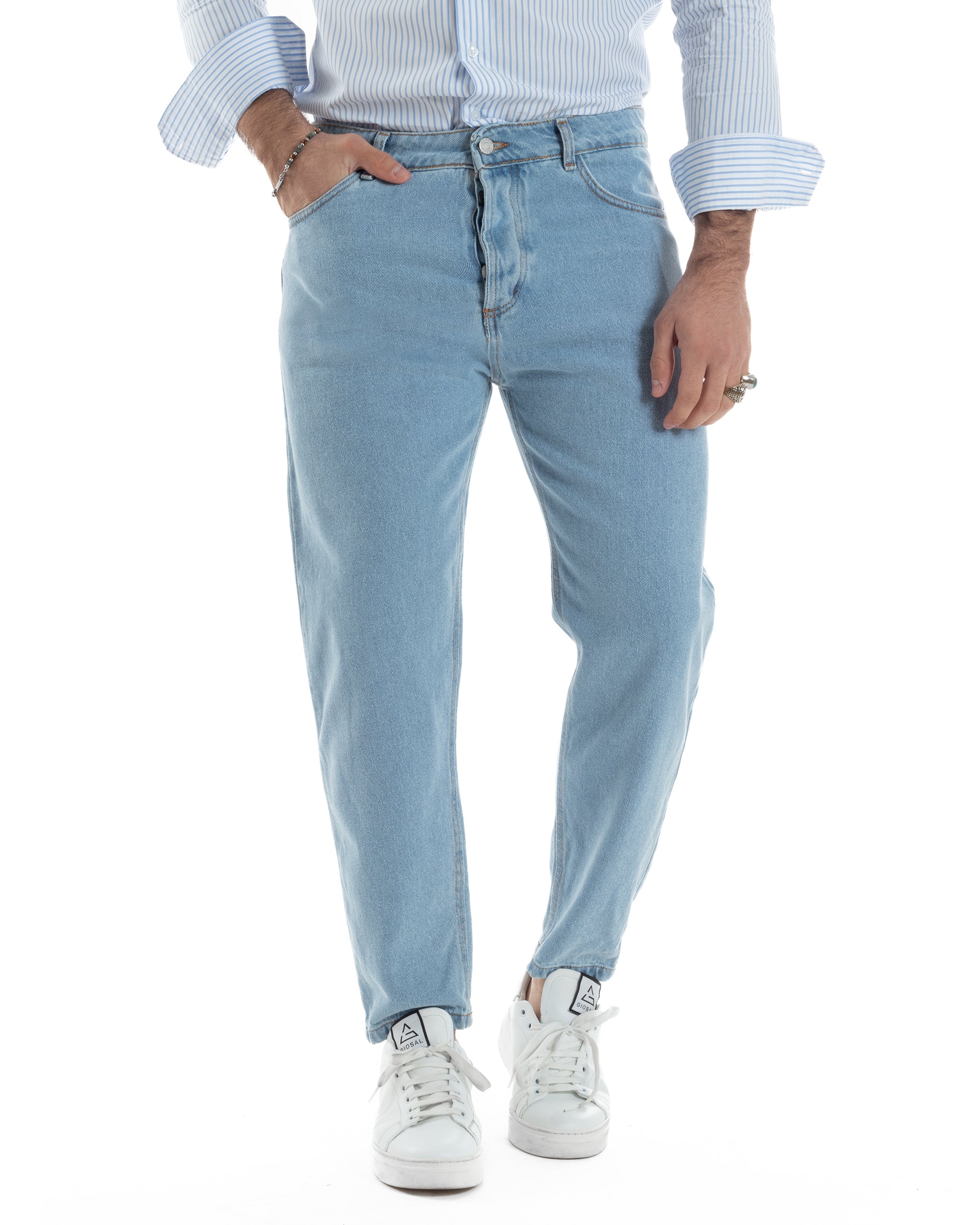 Jeans Uomo Pantaloni Cinque Tasche Regular Fit Basic Casual Denim GIOSAL-JS1074A