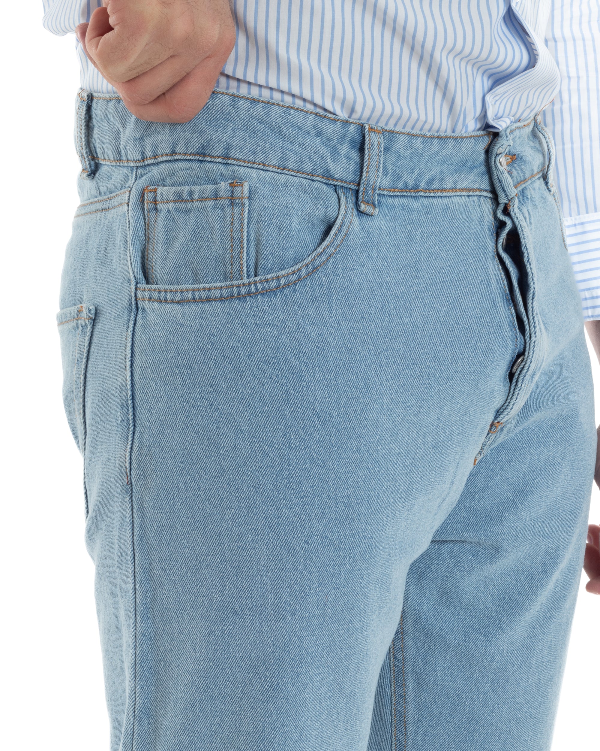 Jeans Uomo Pantaloni Cinque Tasche Regular Fit Basic Denim Medio JS1074A