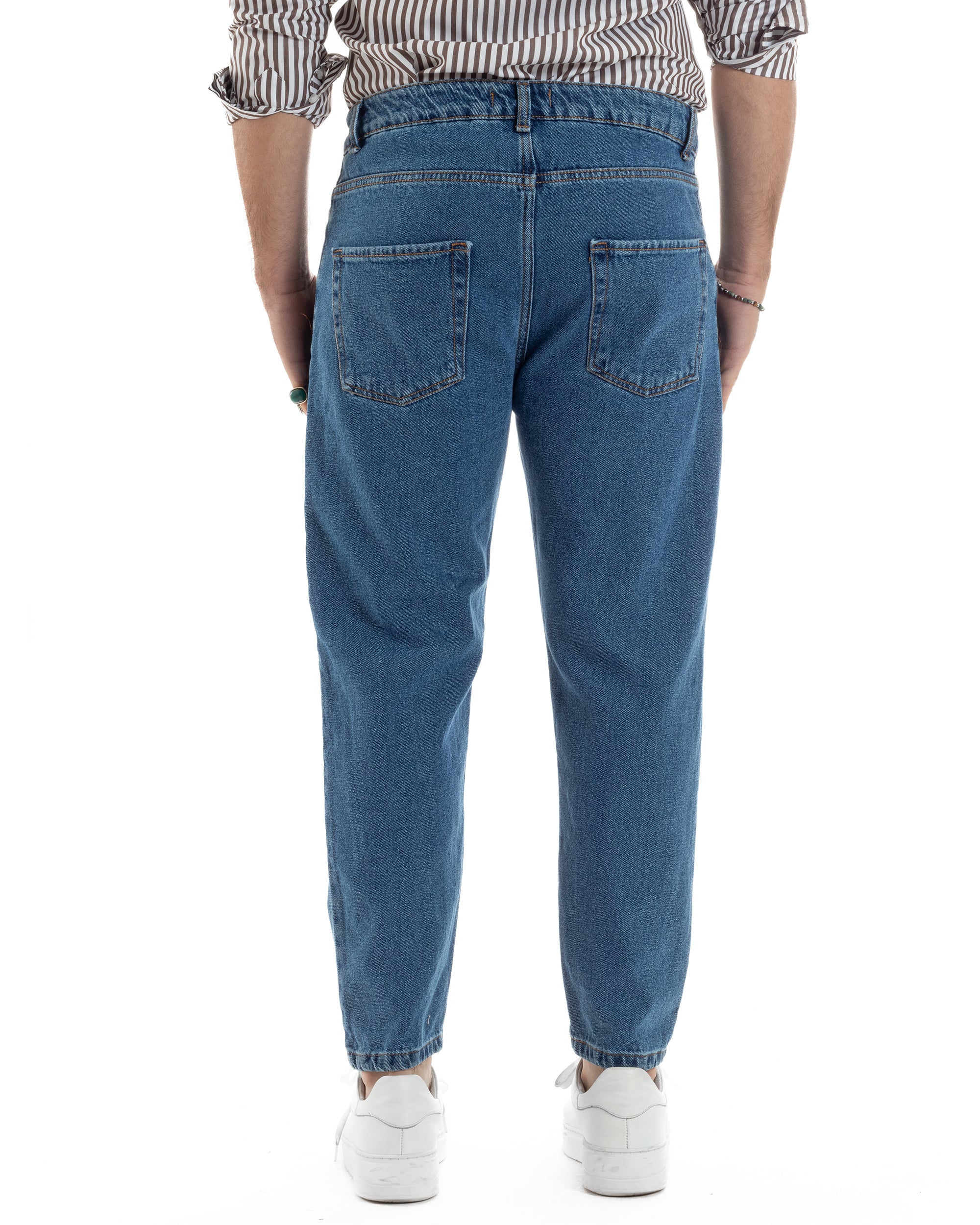 Jeans Uomo Pantaloni Cinque Tasche Regular Fit Basic Casual Denim Scuro GIOSAL-JS1075A