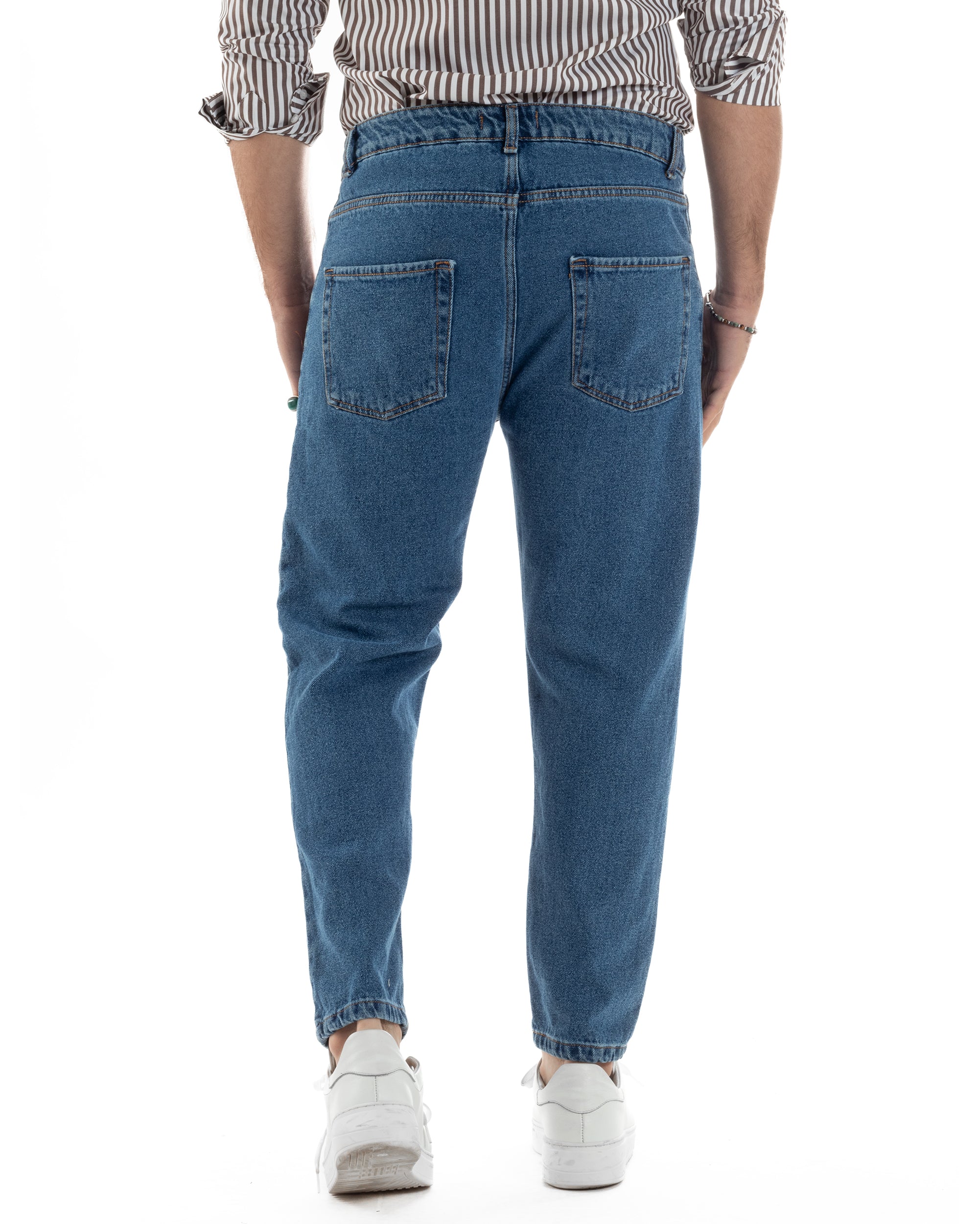 Jeans uomo pantaloni cinque tasche regular fit basic denim scuro GIOSAL-JS1075A