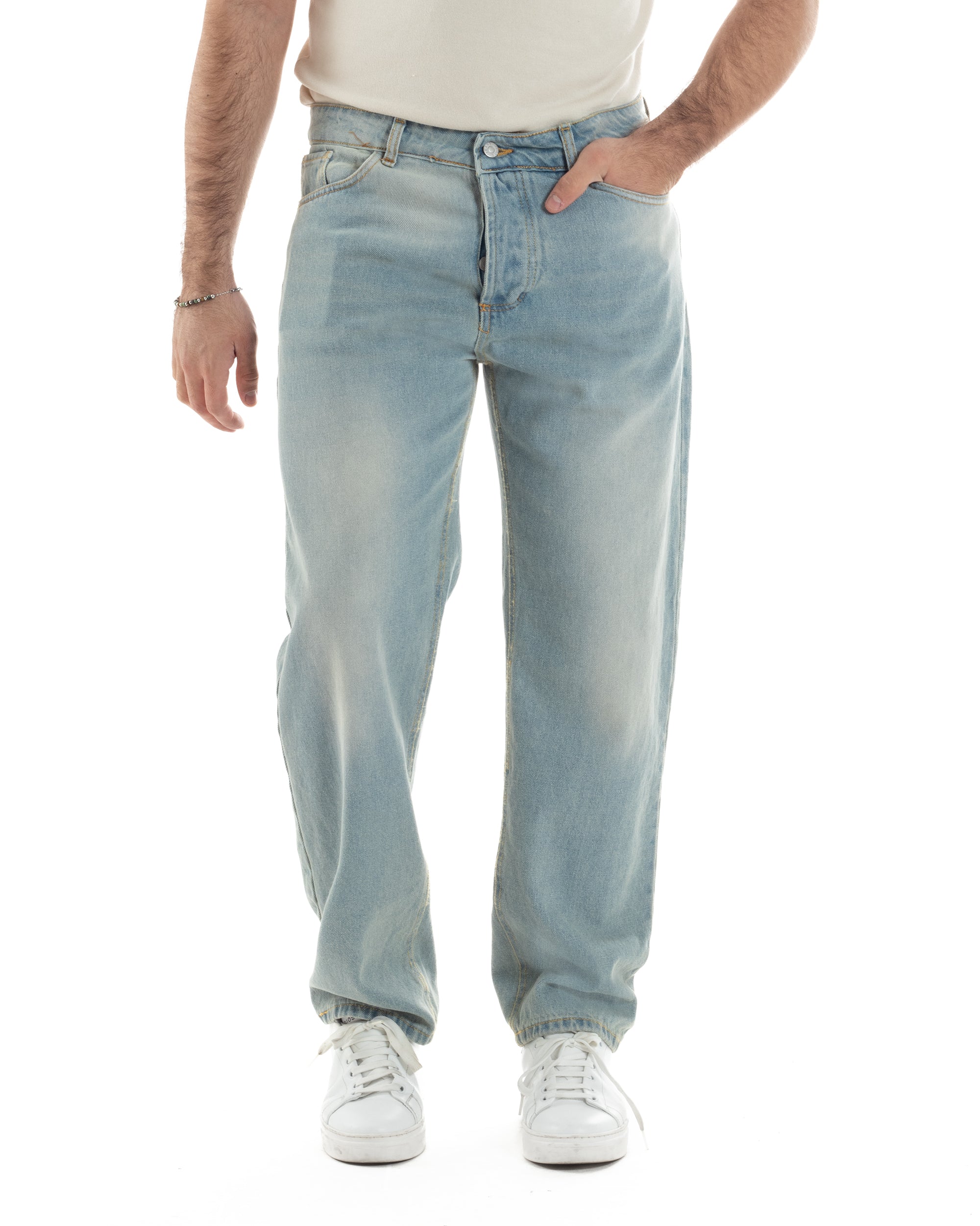 Loose Fit Jeans Orlo Taglio Vivo Uomo Jeans Uomo Baggy Pantaloni