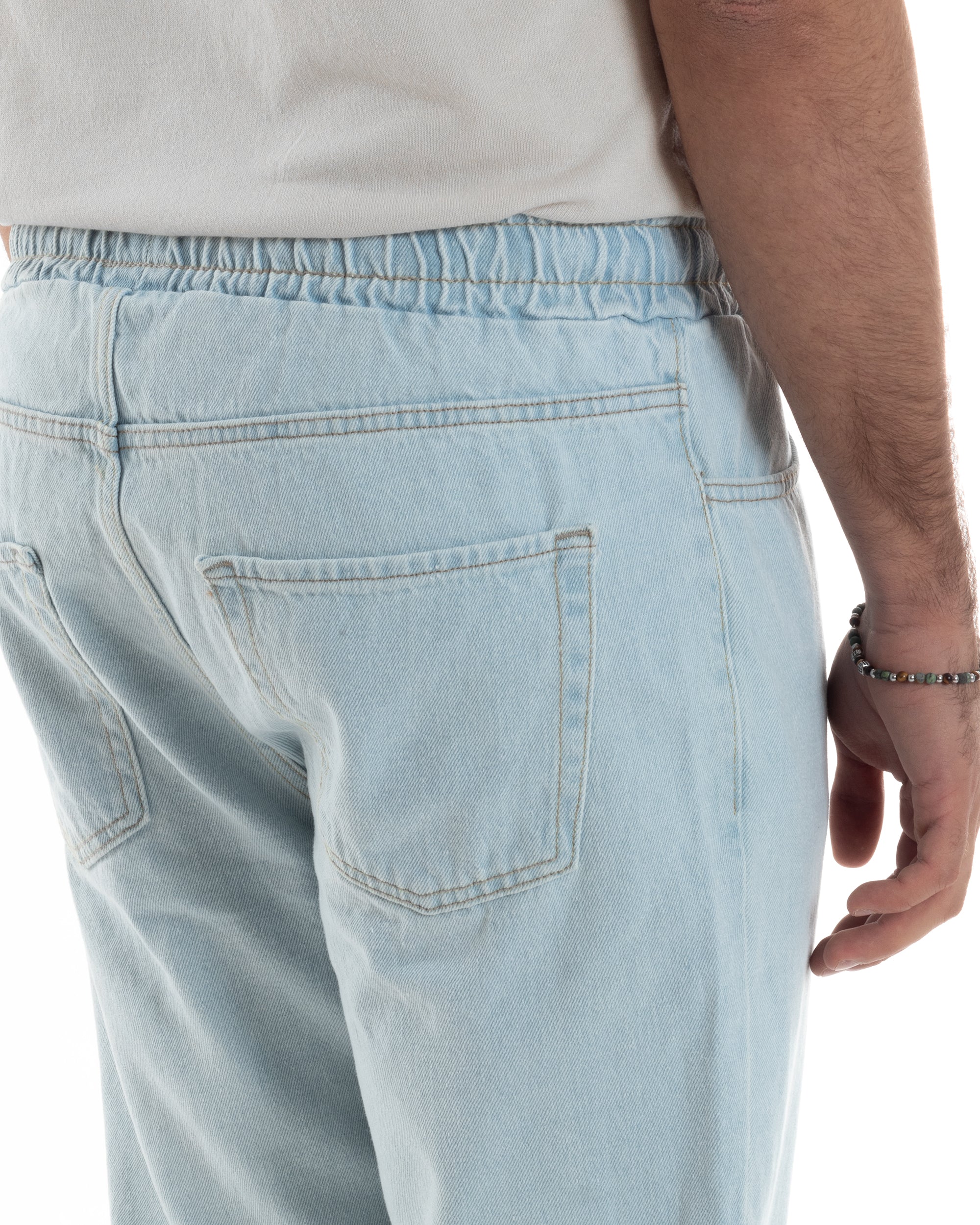 Jeans Uomo Jogger Basic Pantalaccio Con Coulisse Loose Fit Denim Chiaro GIOSAL-JS1078A