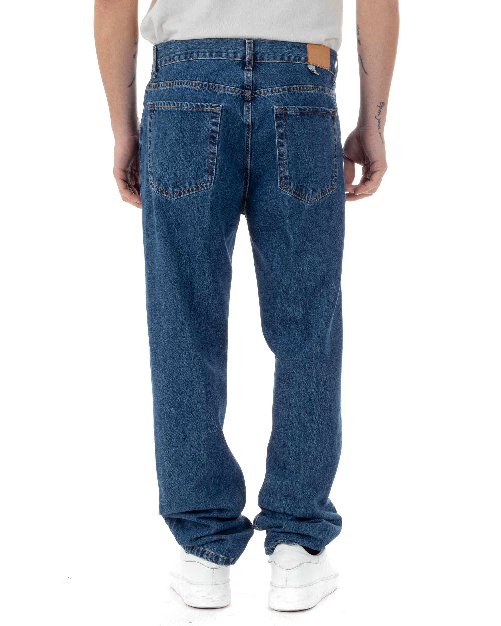 Jeans Uomo Baggy Pantaloni Fondo Ampio Largo Relaxed Fit Casual Basic Denim GIOSAL-JS1086A