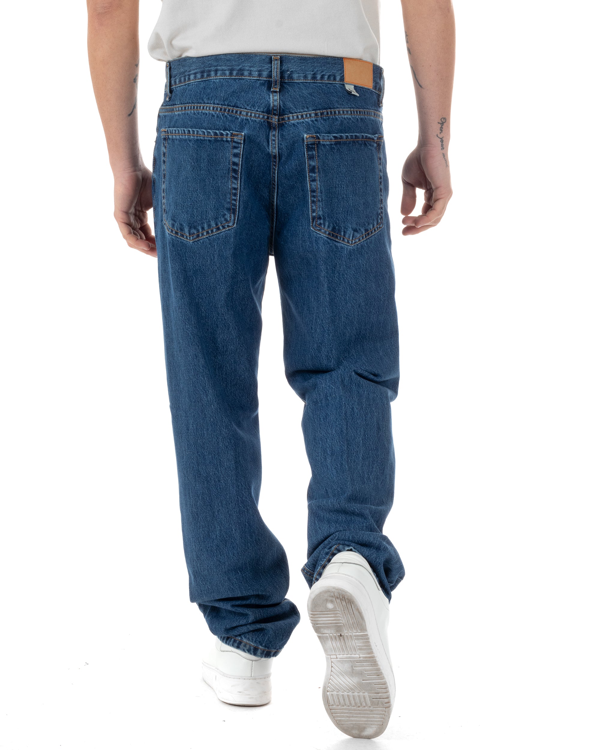Jeans Uomo Baggy Pantaloni Fondo Ampio Largo Relaxed Fit Casual Basic Denim GIOSAL-JS1086A
