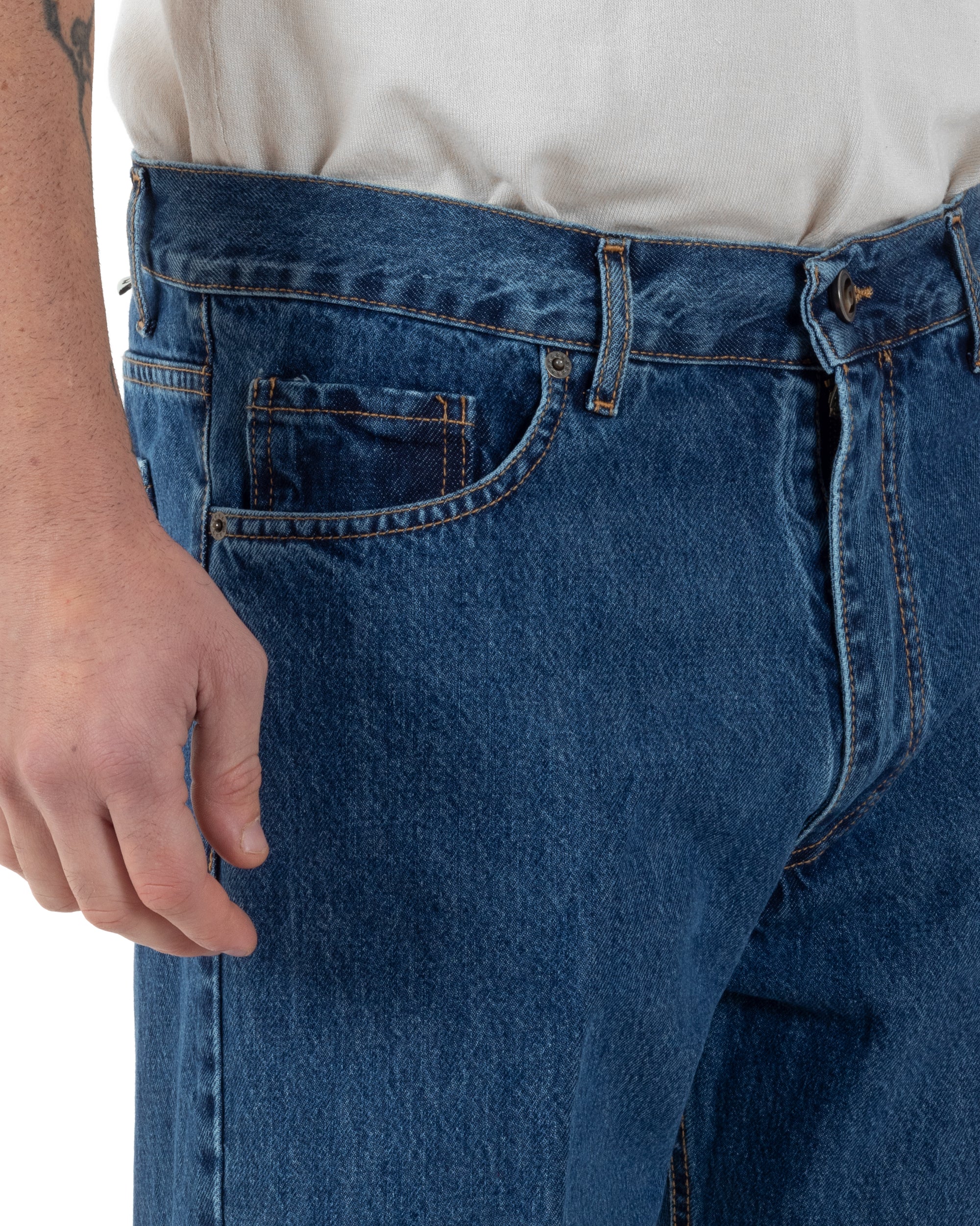 Jeans Uomo Baggy Pantaloni Fondo Ampio Largo Relaxed Fit Casual Basic Denim GIOSAL-JS1086A