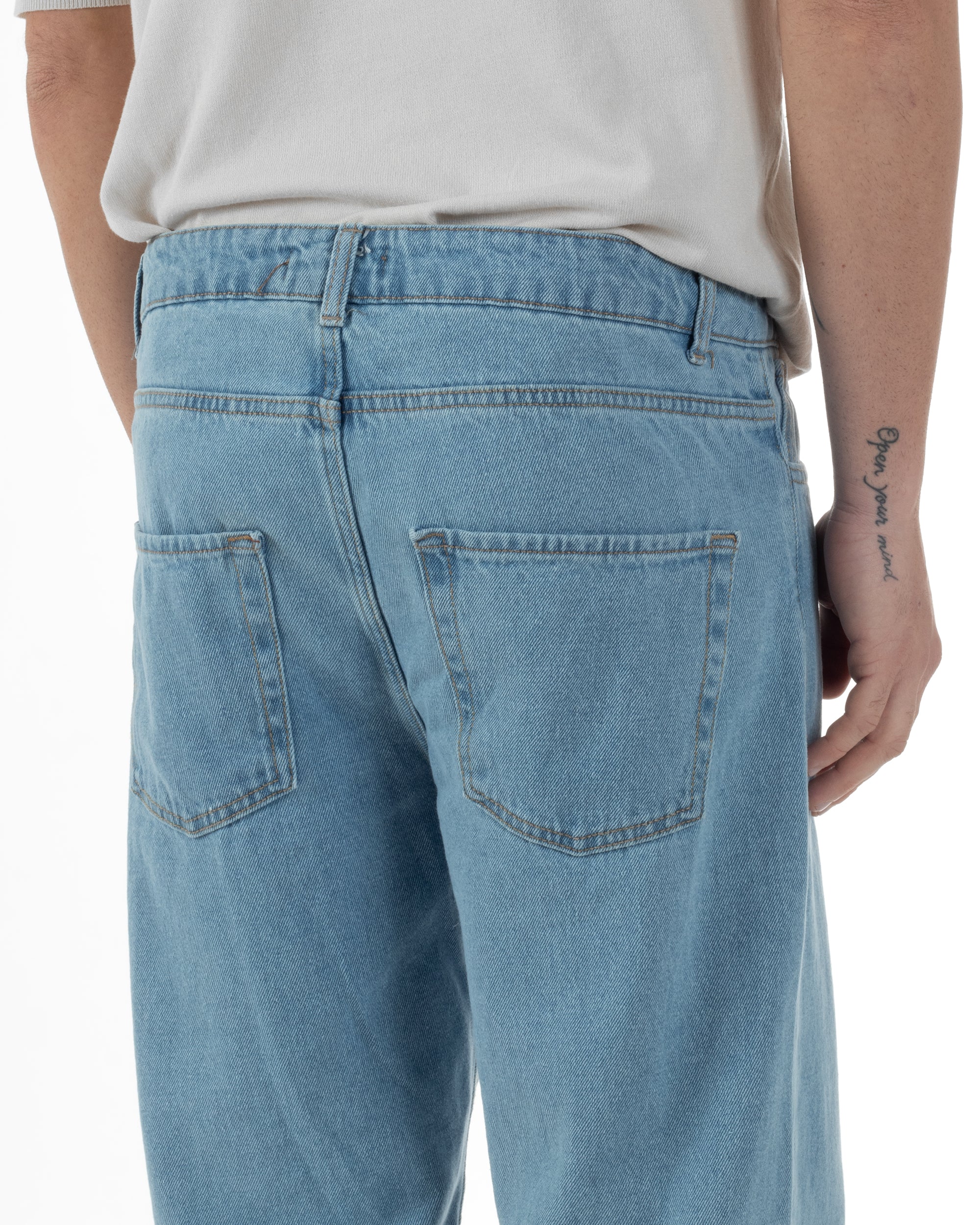 Jeans Uomo Baggy Pantaloni Fondo Ampio Largo Relaxed Fit Casual Basic Denim Chiaro GIOSAL-JS1087A