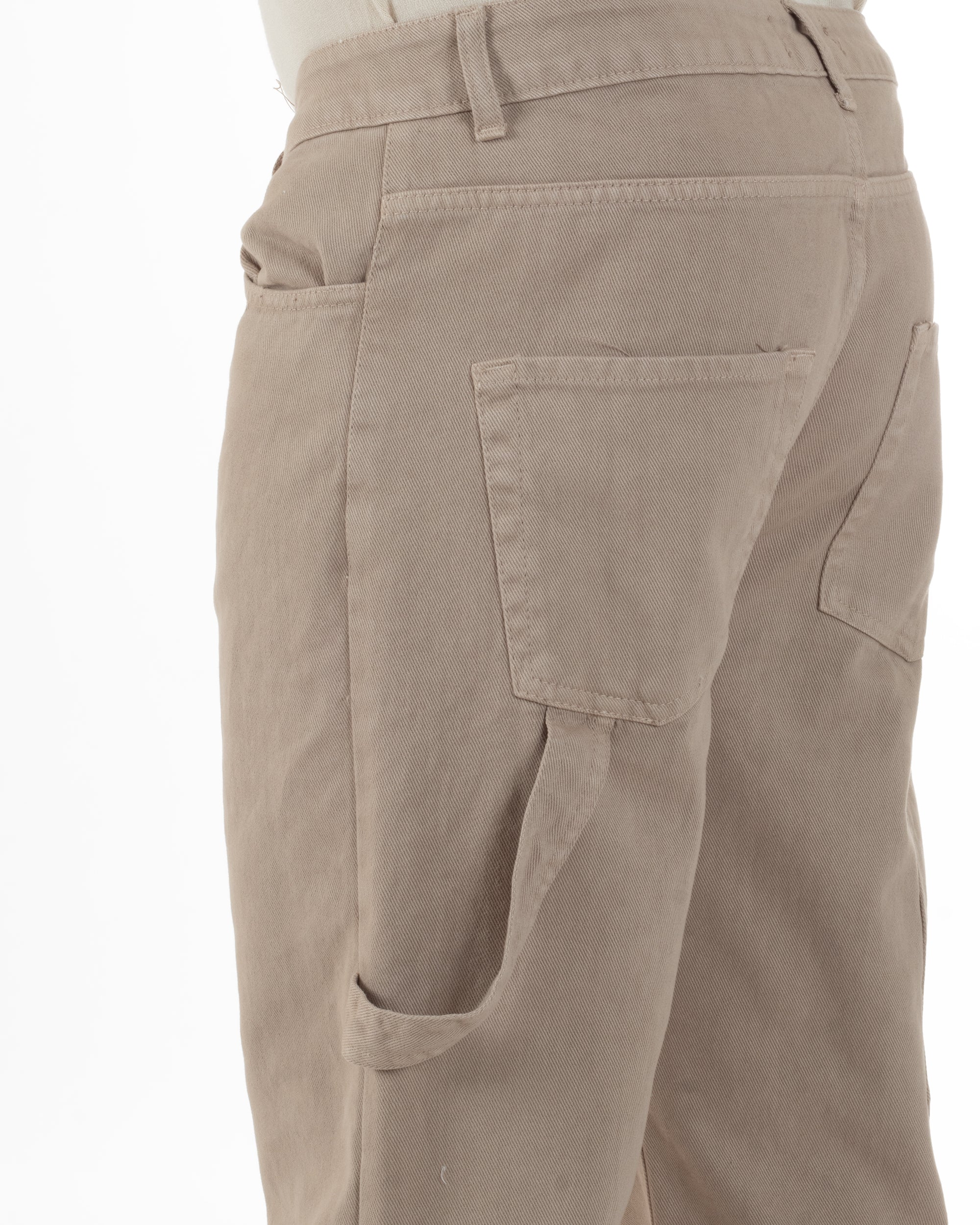 Jeans Uomo Carpenter Worker Pantaloni Baggy Cargo Comodo Fondo Largo Ampio Tinta Unita Beige GIOSAL-JS1088A
