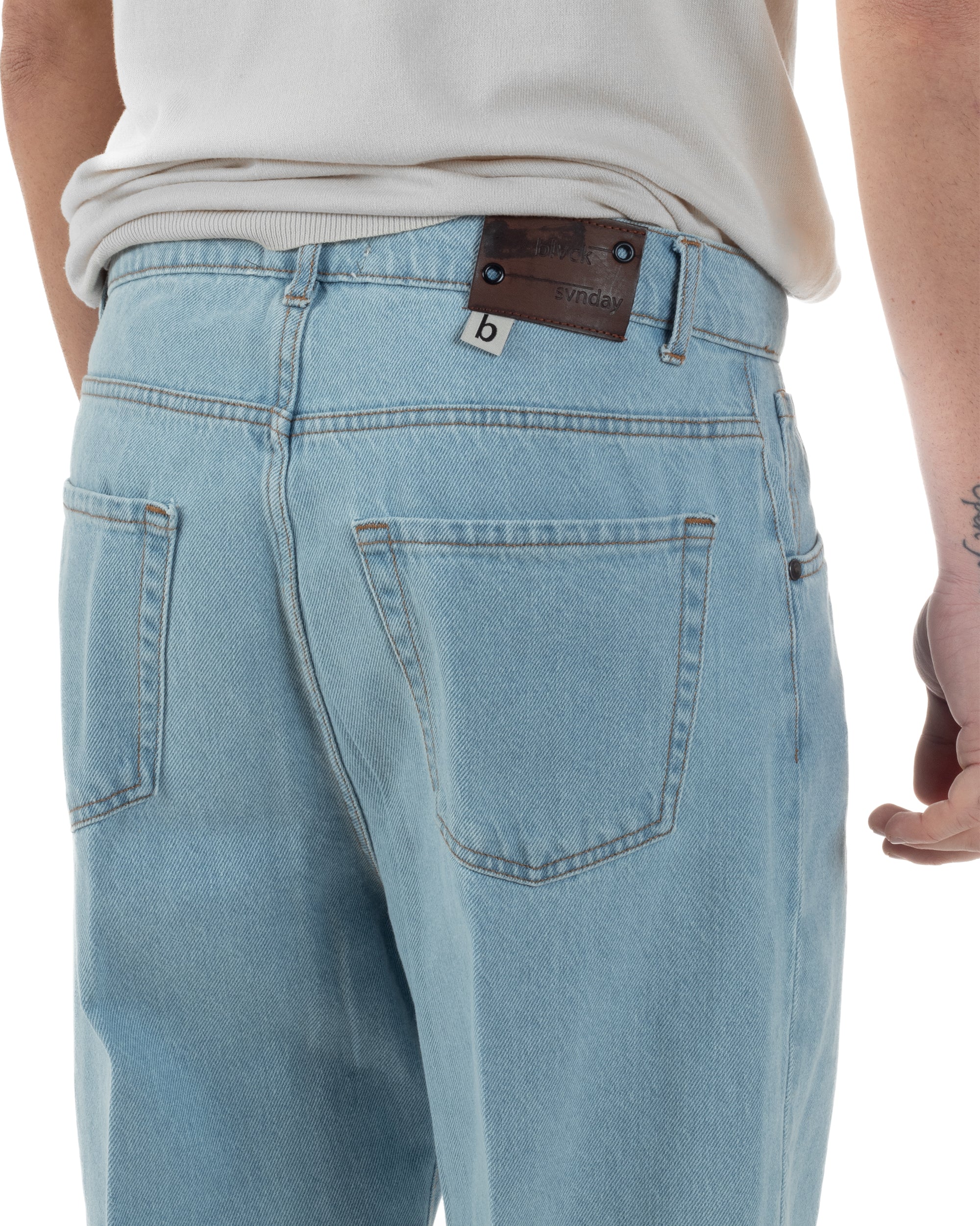 Jeans Uomo Pantaloni Con Laccio Regolatore Casual Basic Denim Chiaro GIOSAL-JS1092A