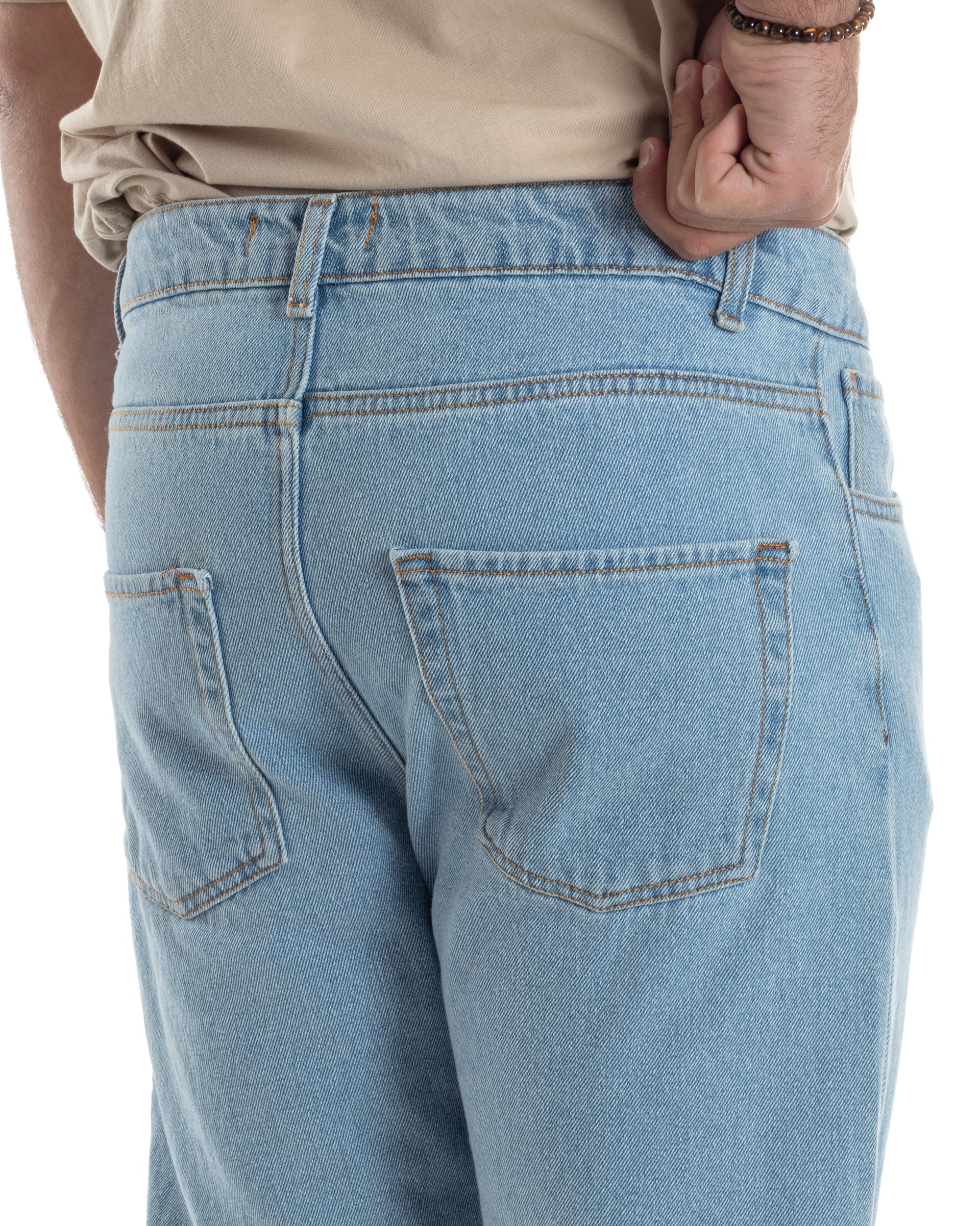 Jeans Uomo Pantaloni Cinque Tasche Regular Fit Basic Con Rotture Taglio Al Ginocchio Casual Denim GIOSAL-JS1100A