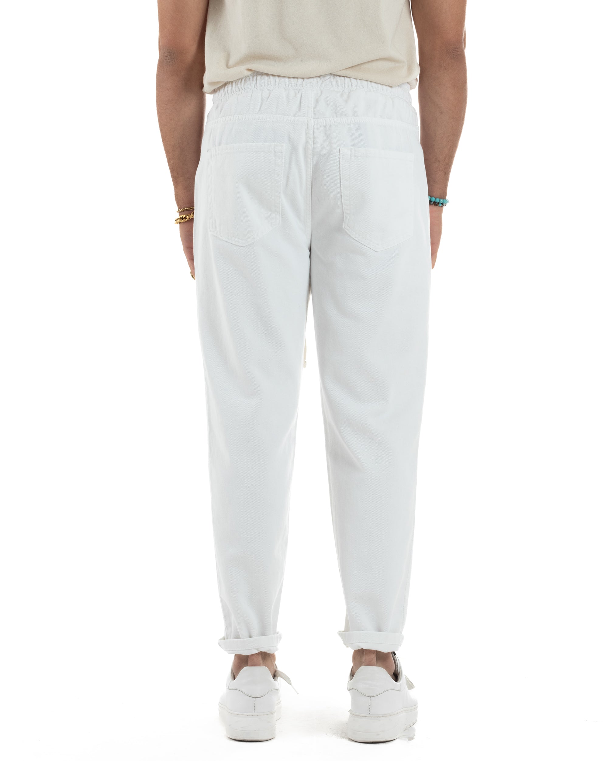 Jeans Jogger Cotone Loose Fit Rotture Bianco JS1106A