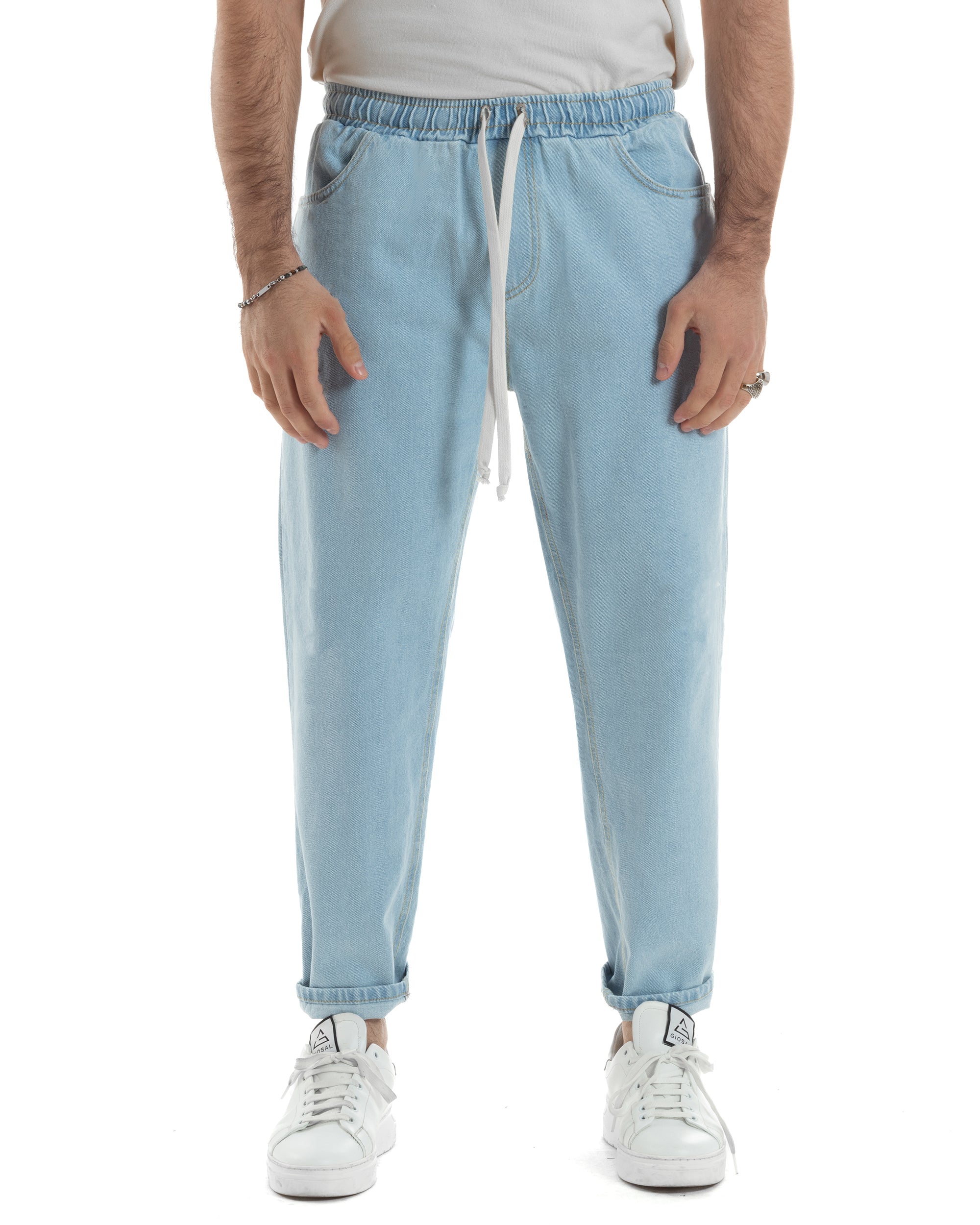 Pantalaccio jeans uomo jogger denim medio loose fit basic