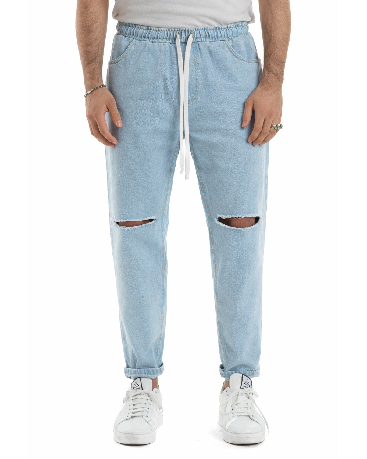 Herren-Jogginghose, knielang, Basic-Schnitt, lockere Passform, Denimhose, Größe M, JS1112A