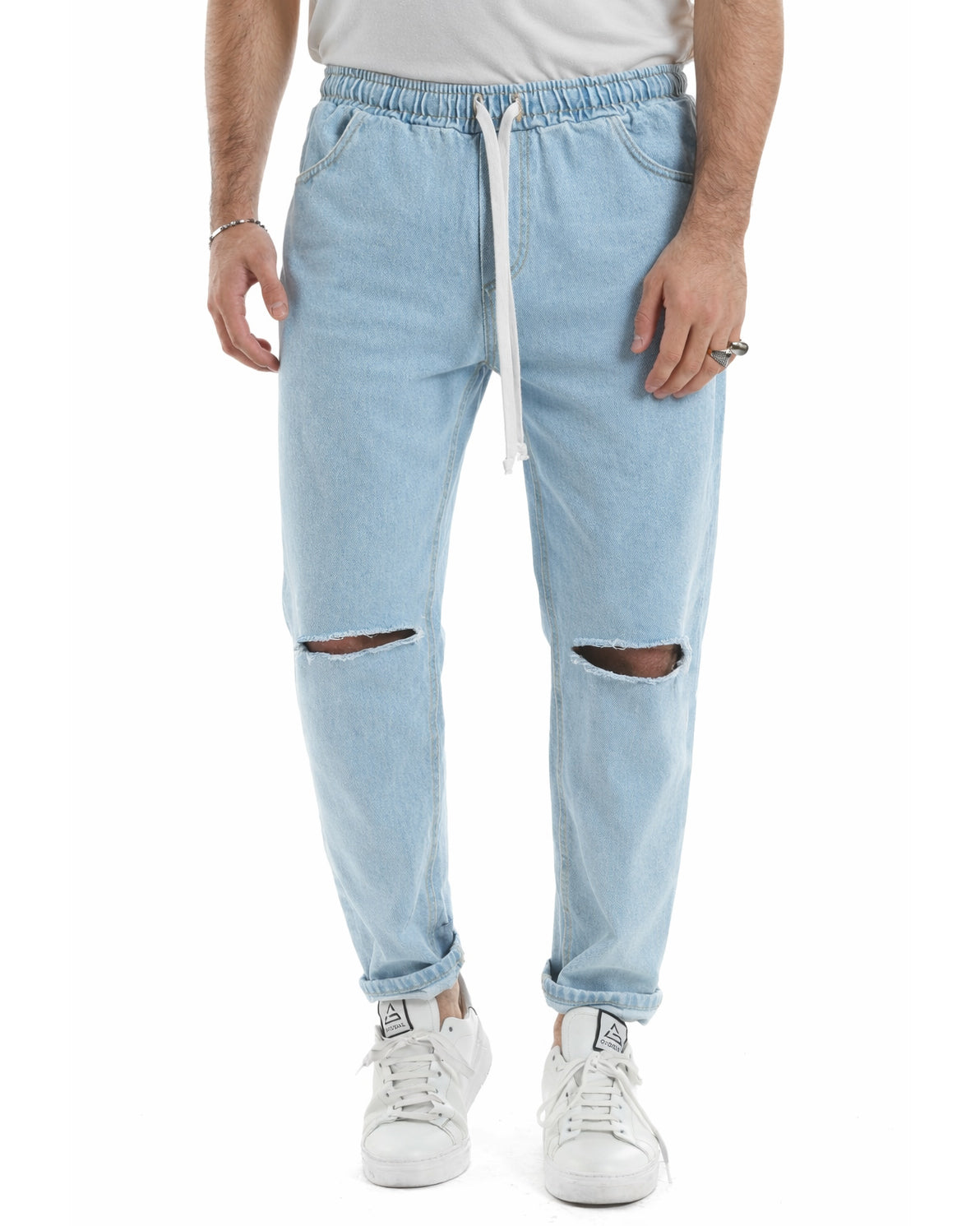 Herren-Jogginghose, knielang, Basic-Schnitt, lockere Passform, Denimhose, Größe M, JS1112A