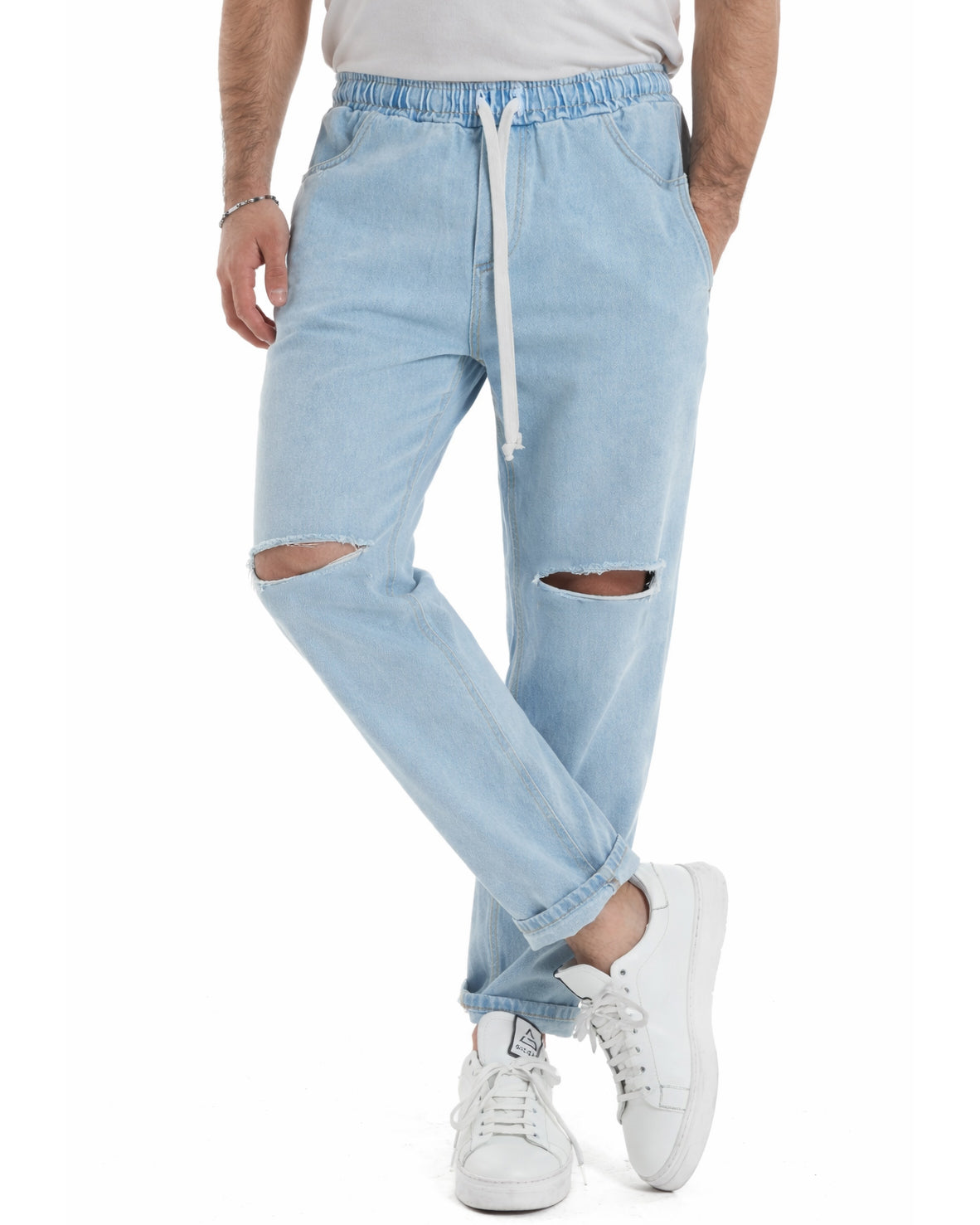 Herren-Jogginghose, knielang, Basic-Schnitt, lockere Passform, Denimhose, Größe M, JS1112A