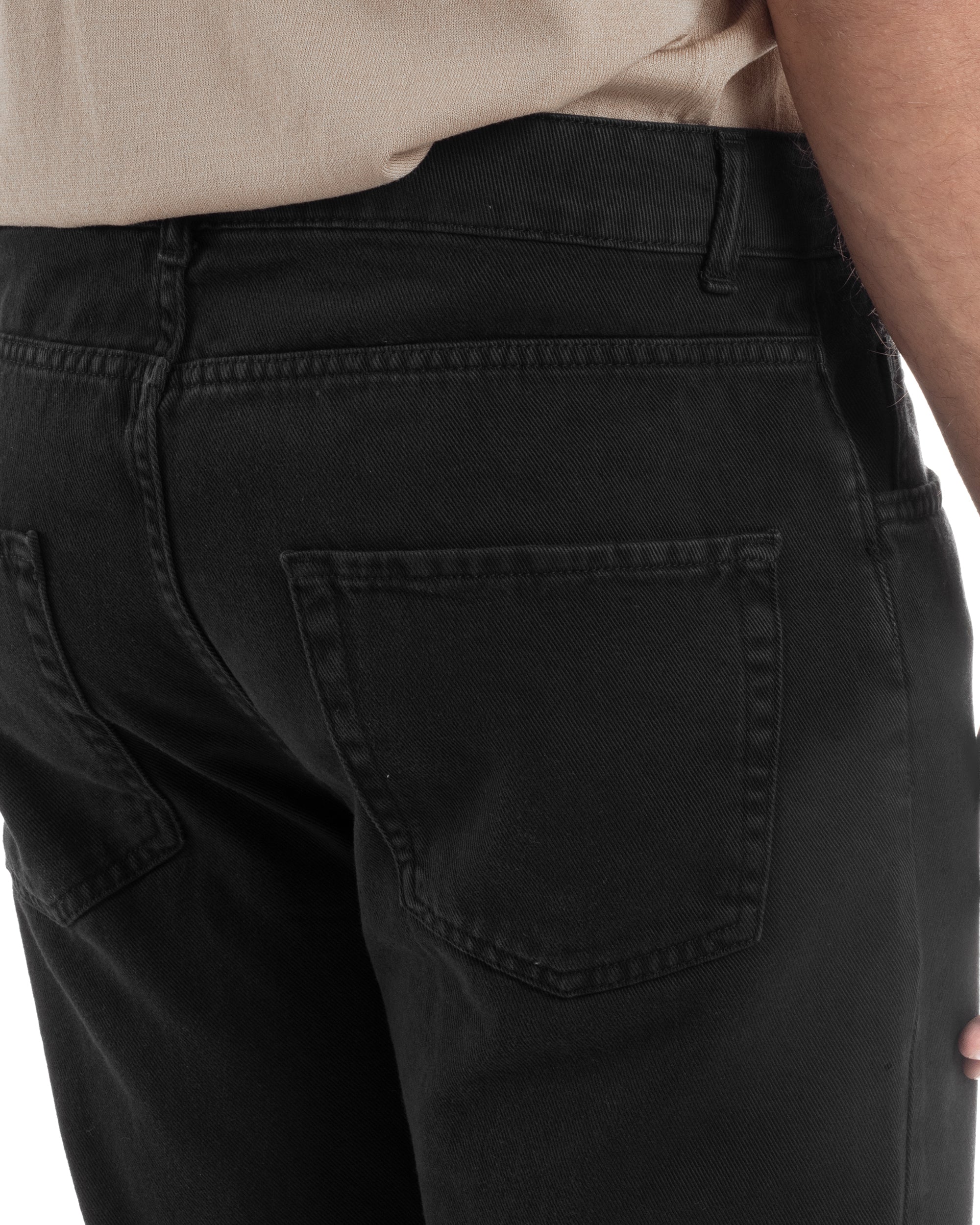 Jeans Uomo Loose Fit Pantaloni Cotone Casual Basic Nero JS1116A