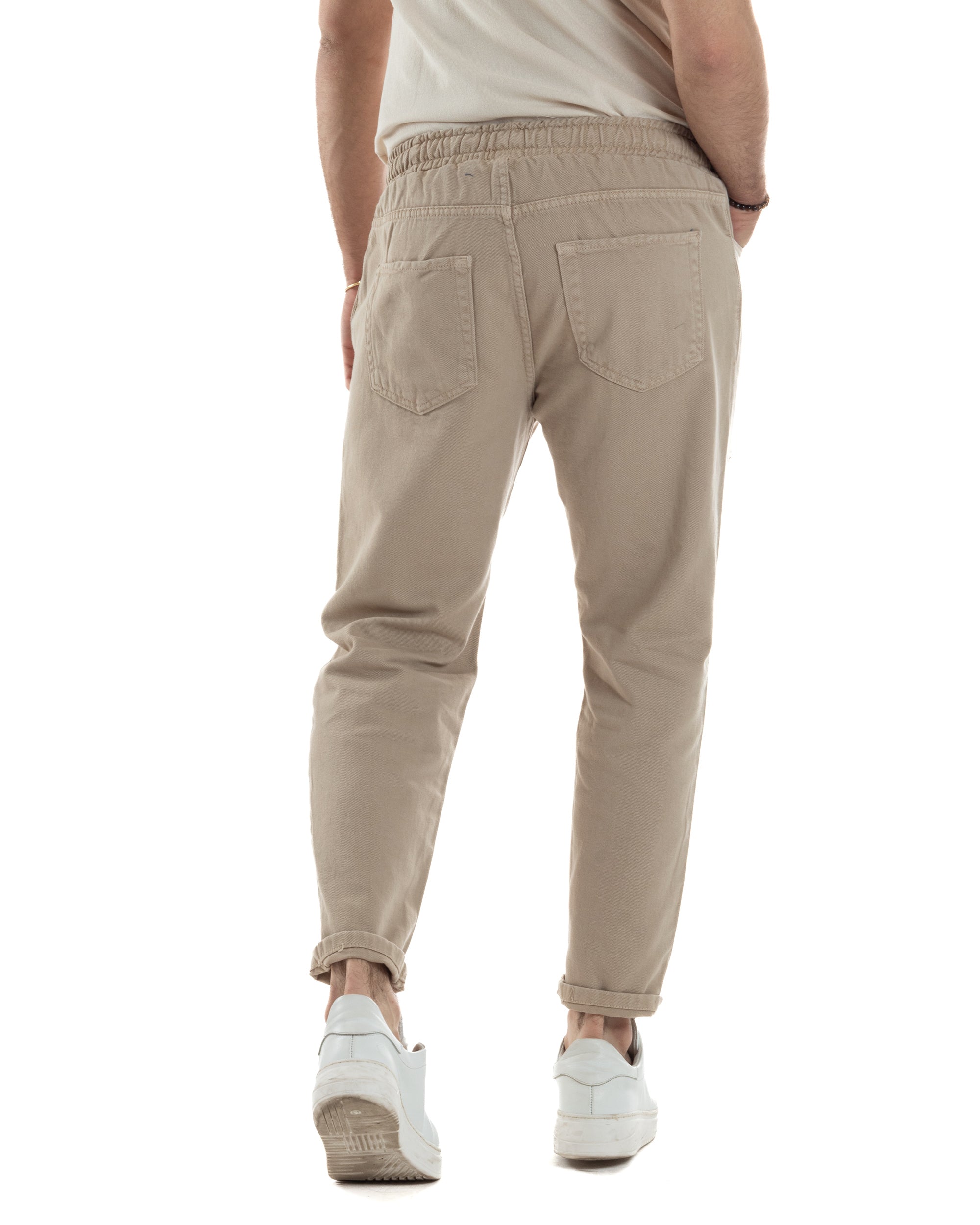 Jeans Jogger Cotone Loose Fit Basic Beige JS1117A