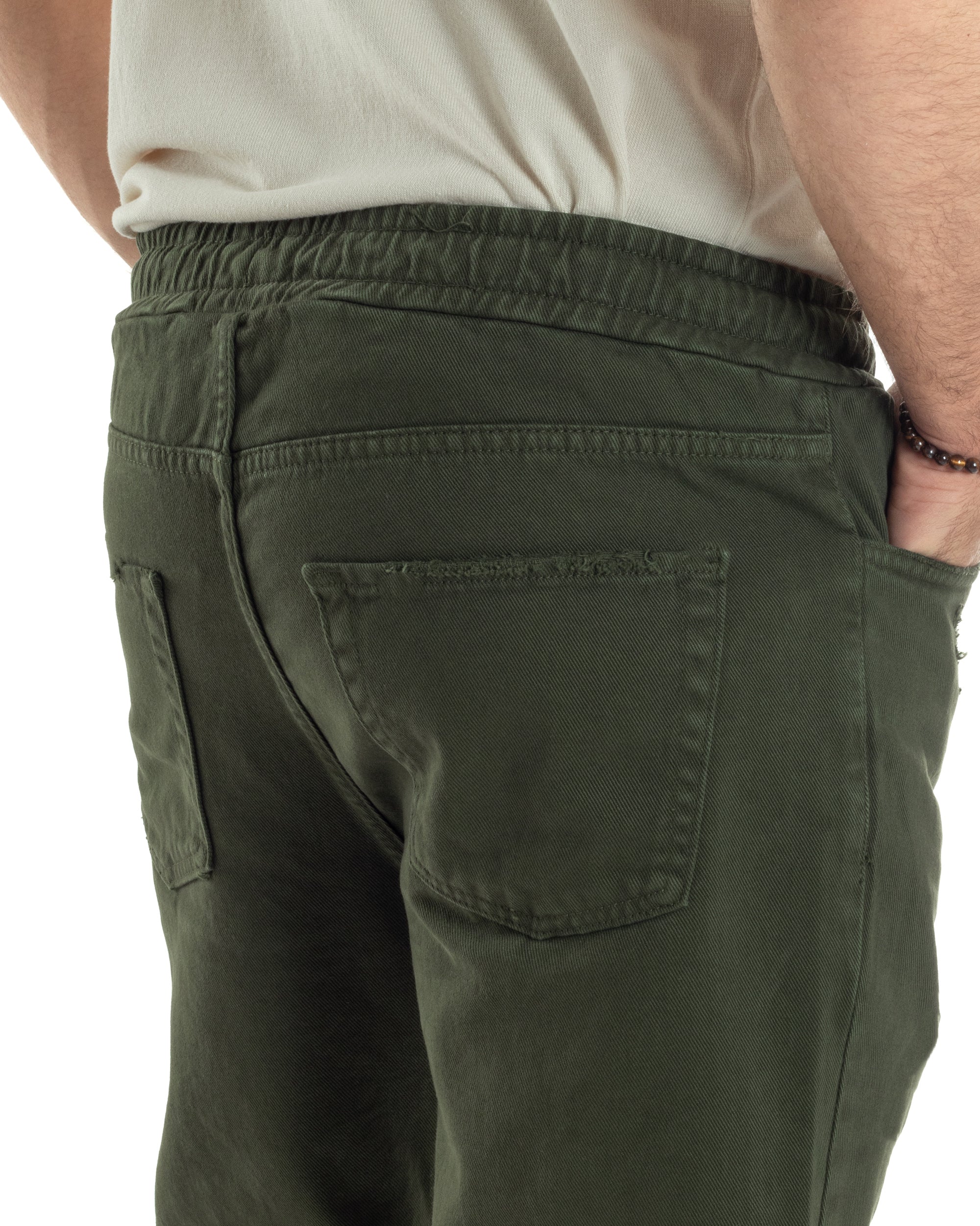 Jeans Jogger Cotone Loose Fit Basic Verde JS1118A