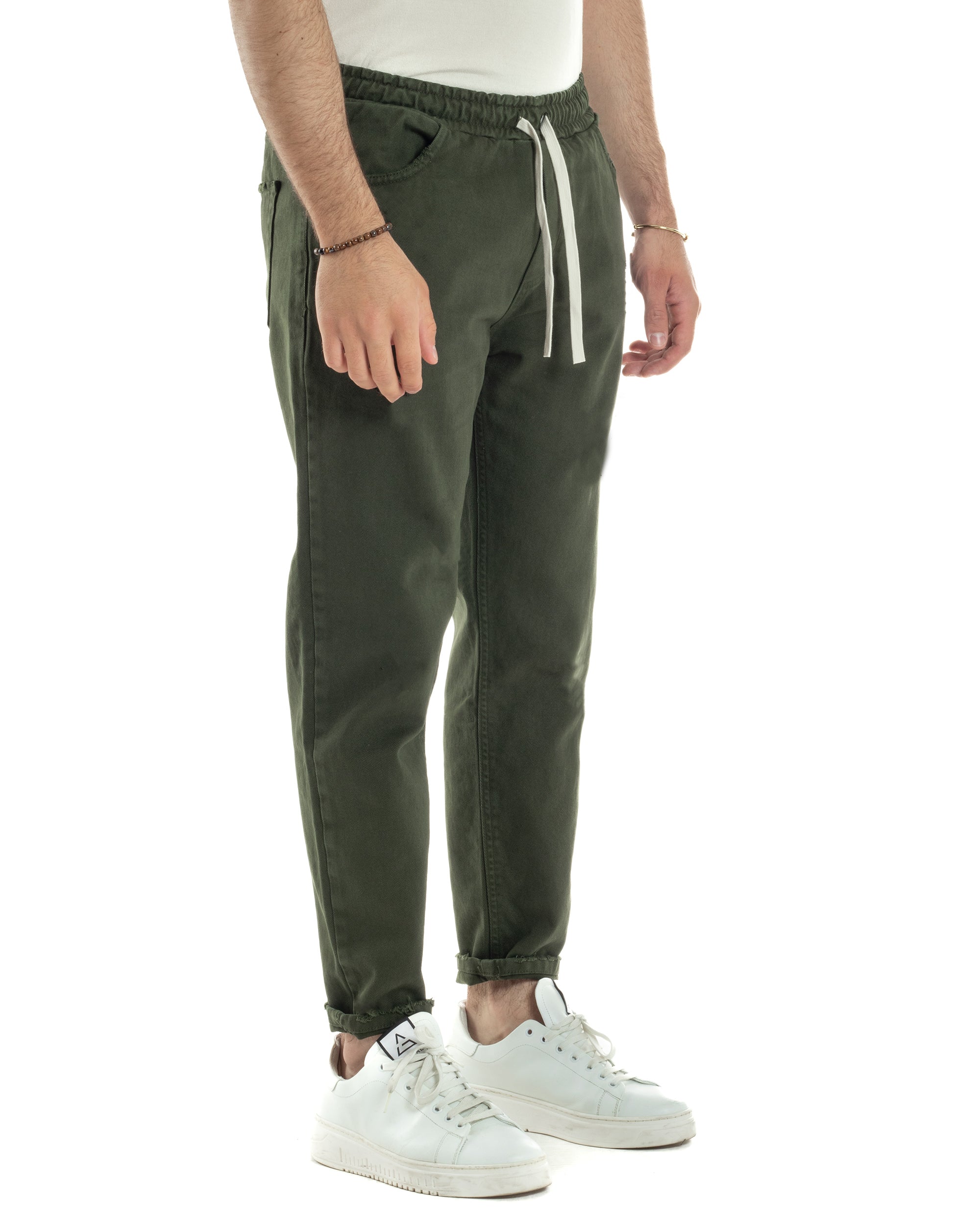 Jeans Jogger Cotone Loose Fit Basic Verde JS1118A
