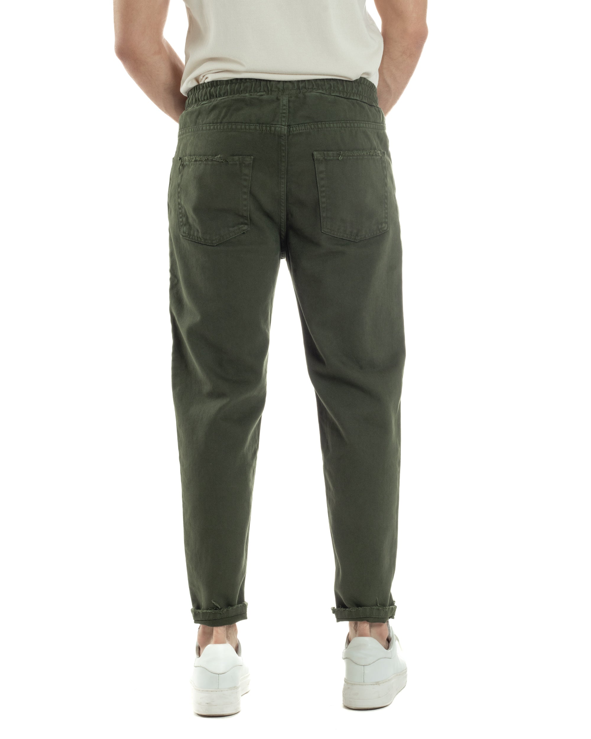Jeans Jogger Cotone Loose Fit Basic Verde JS1118A