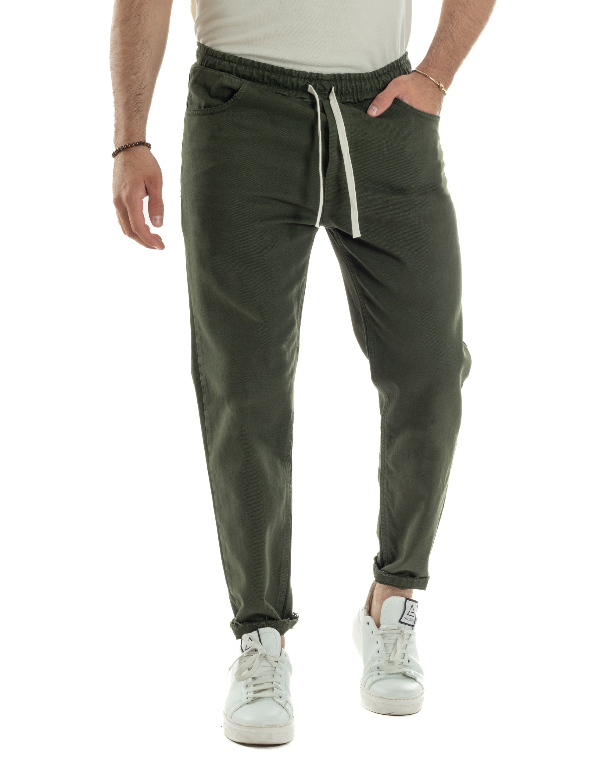 Jeans Jogger Cotone Loose Fit Basic Verde JS1118A