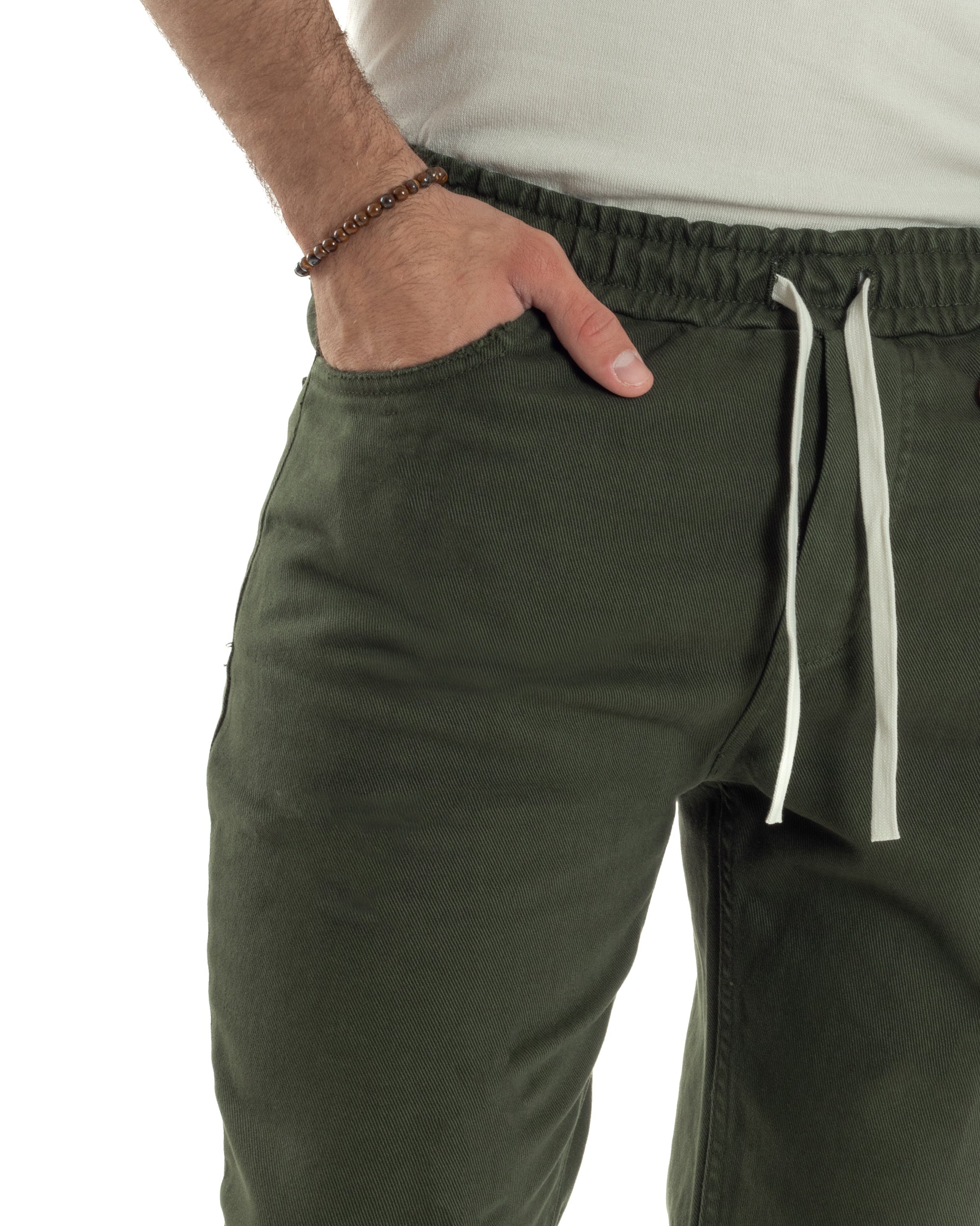 Jeans Jogger Cotone Loose Fit Basic Verde JS1118A